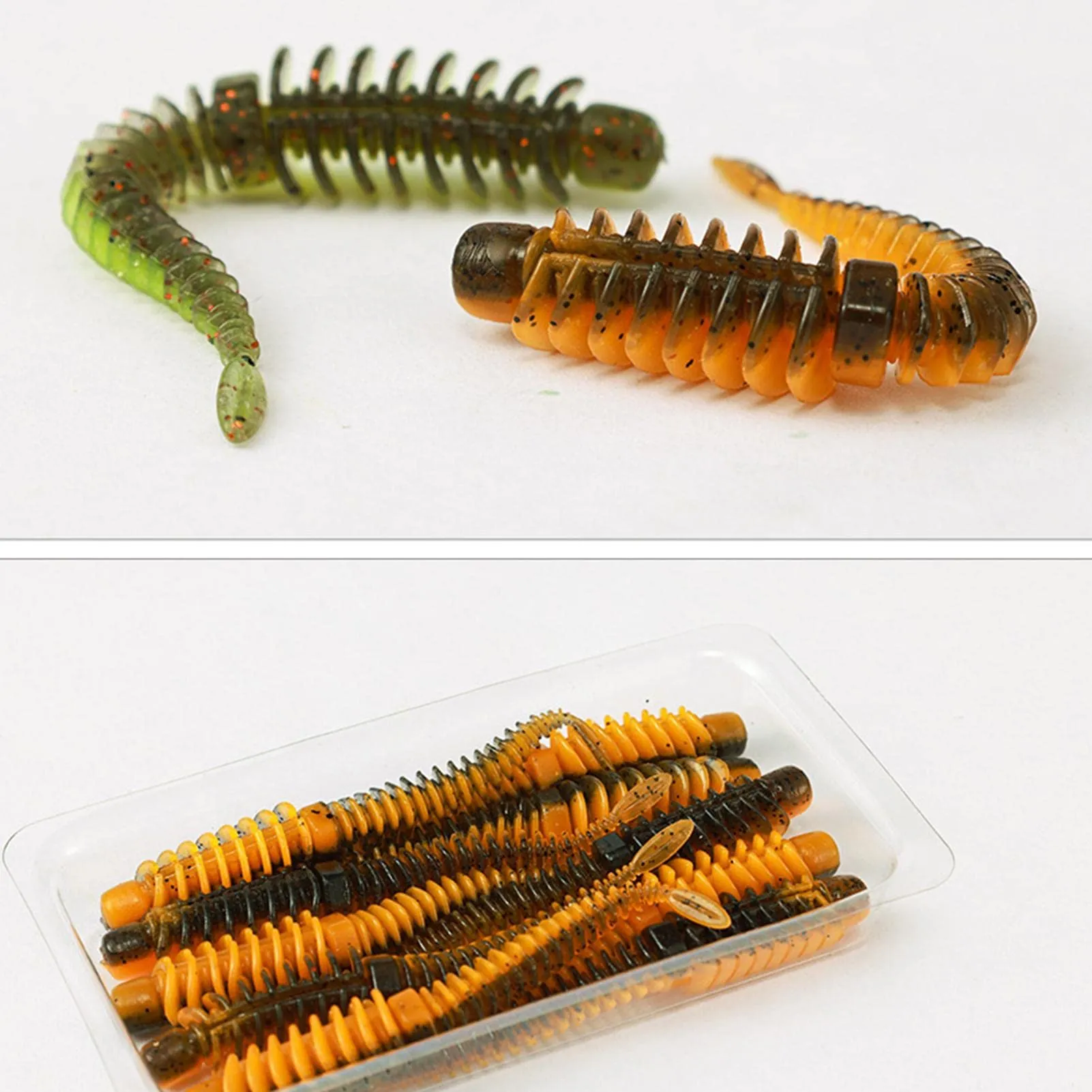 10 Pcs/Bag Pin Tail Floating Soft Worms Reverse Thread Design with Dense Salt Grain