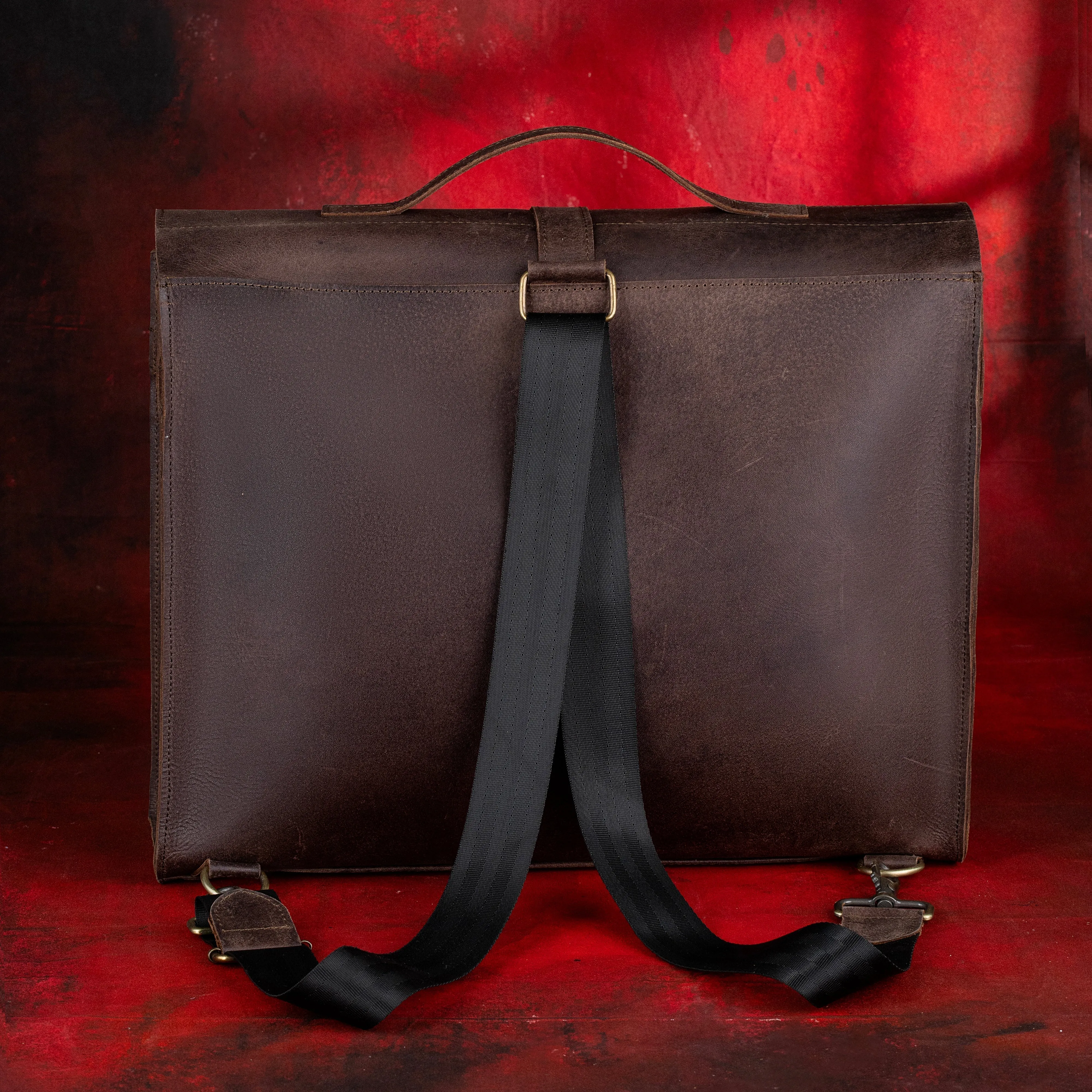 33rd Degree Scottish Rite Briefcase - Wings Down Genuine Cow Leather Convertible Bag