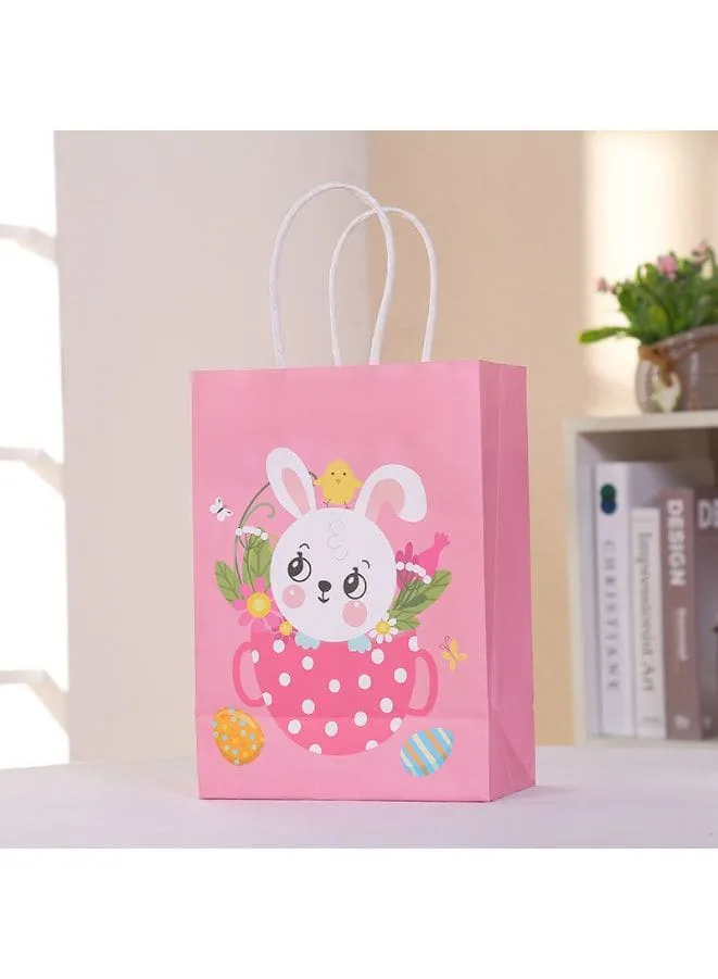 4 PCS Easter Bunny Gift Bags, Easter Party Favor Bags with Handles, Happy Easter Easter Gift Bags for Kids, Party Supplies Favors, Gift Wrapping