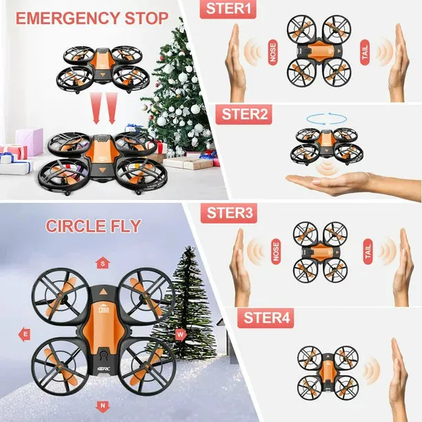 4DRC 4D-V8c V8c Drone with 720P HD Camera for Adults and Children FPV Real-time Video, 2 Modular Batteries and Storage Bag, Orange