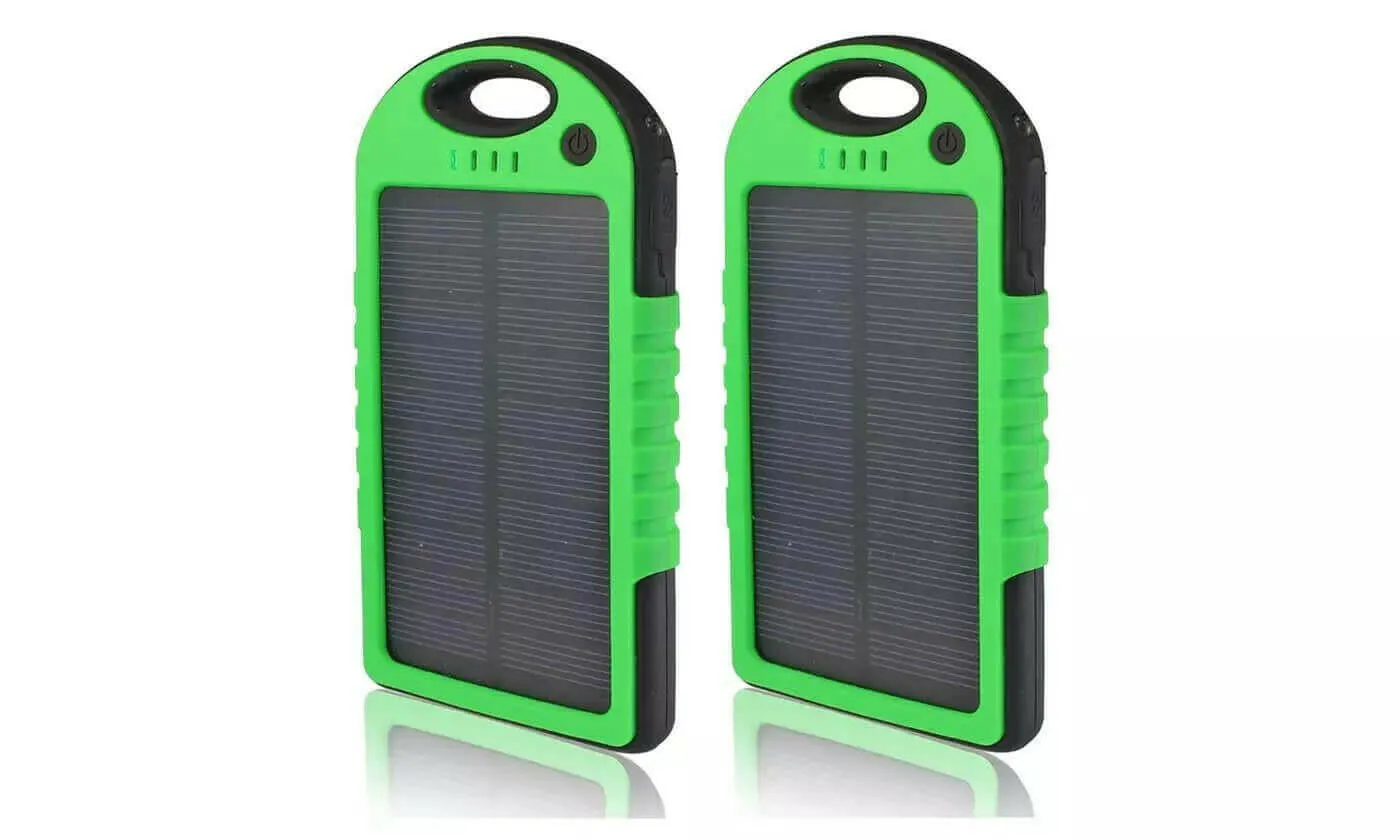 5,000 mAh Water-Resistant Solar Smartphone Charger (2-Pack)