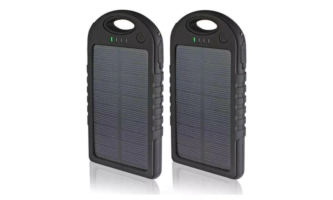 5,000 mAh Water-Resistant Solar Smartphone Charger (2-Pack)