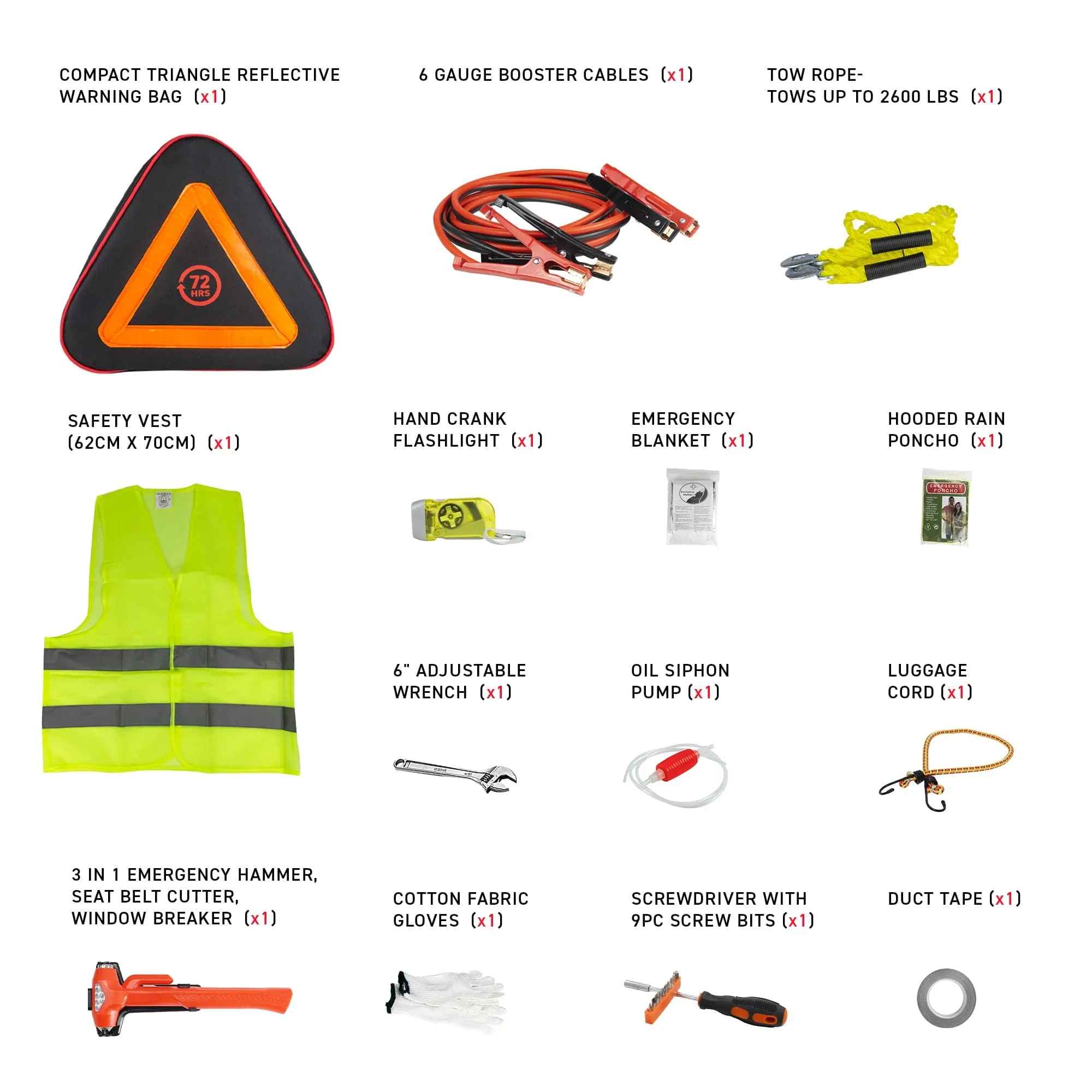 72HRS Triangle Roadside Emergency Car Kit