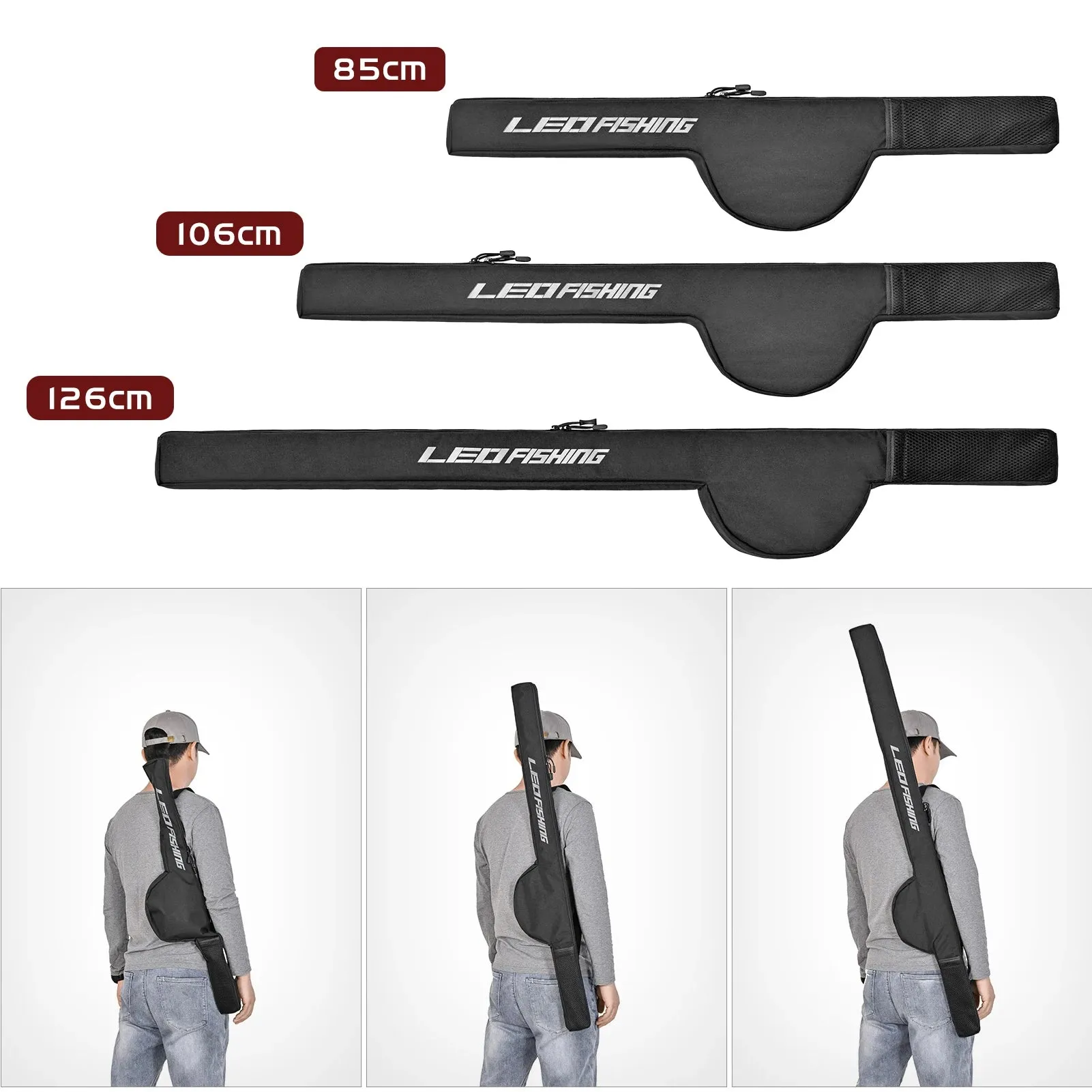 85cm/106cm/126cm Fishing Rod Reel Bag Pole Shoulder Storage Bag Portable Rod Tackle Tool Carrier