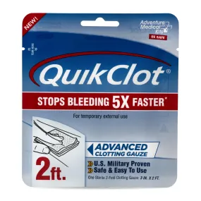 Adventure Medical Kits QuikClot Gauze - Gauze for Emergency Survival Kit, Doomsday Prepping Supplies & More - Stops Bleeding Fast with Kaolin - Flexible Hemostatic Medical Gauze - 3" x 24"