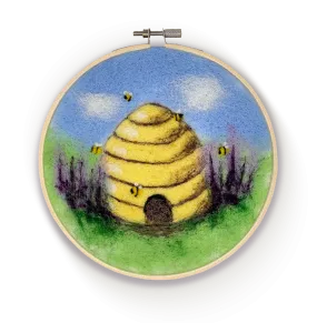 Beehive in a Hoop Needle Felting Craft Kit