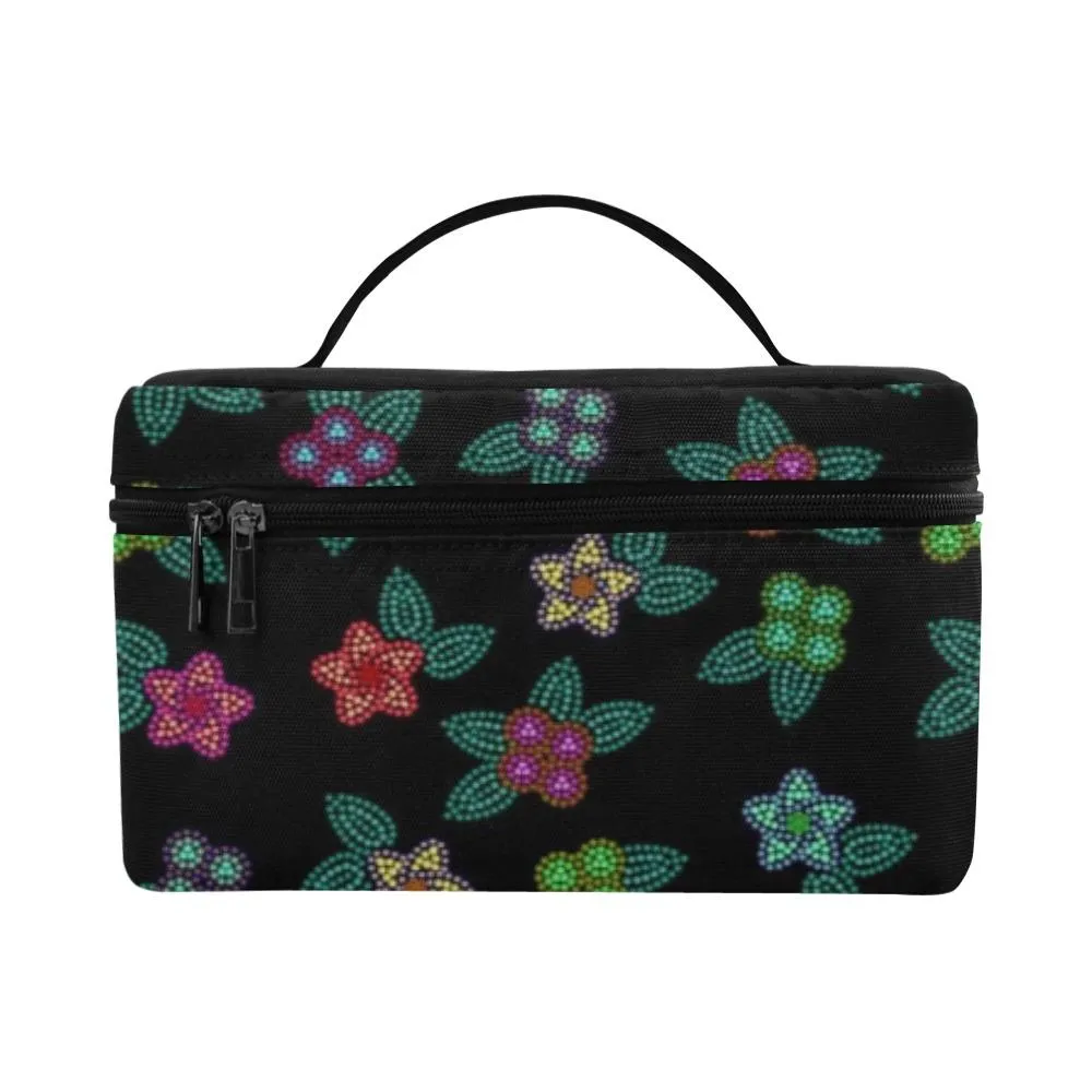 Berry Flowers Black Cosmetic Bag/Large