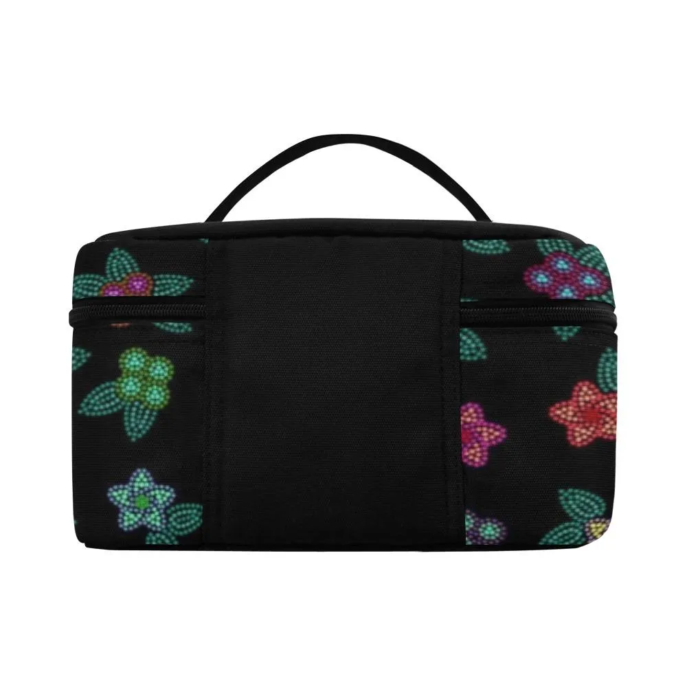 Berry Flowers Black Cosmetic Bag/Large