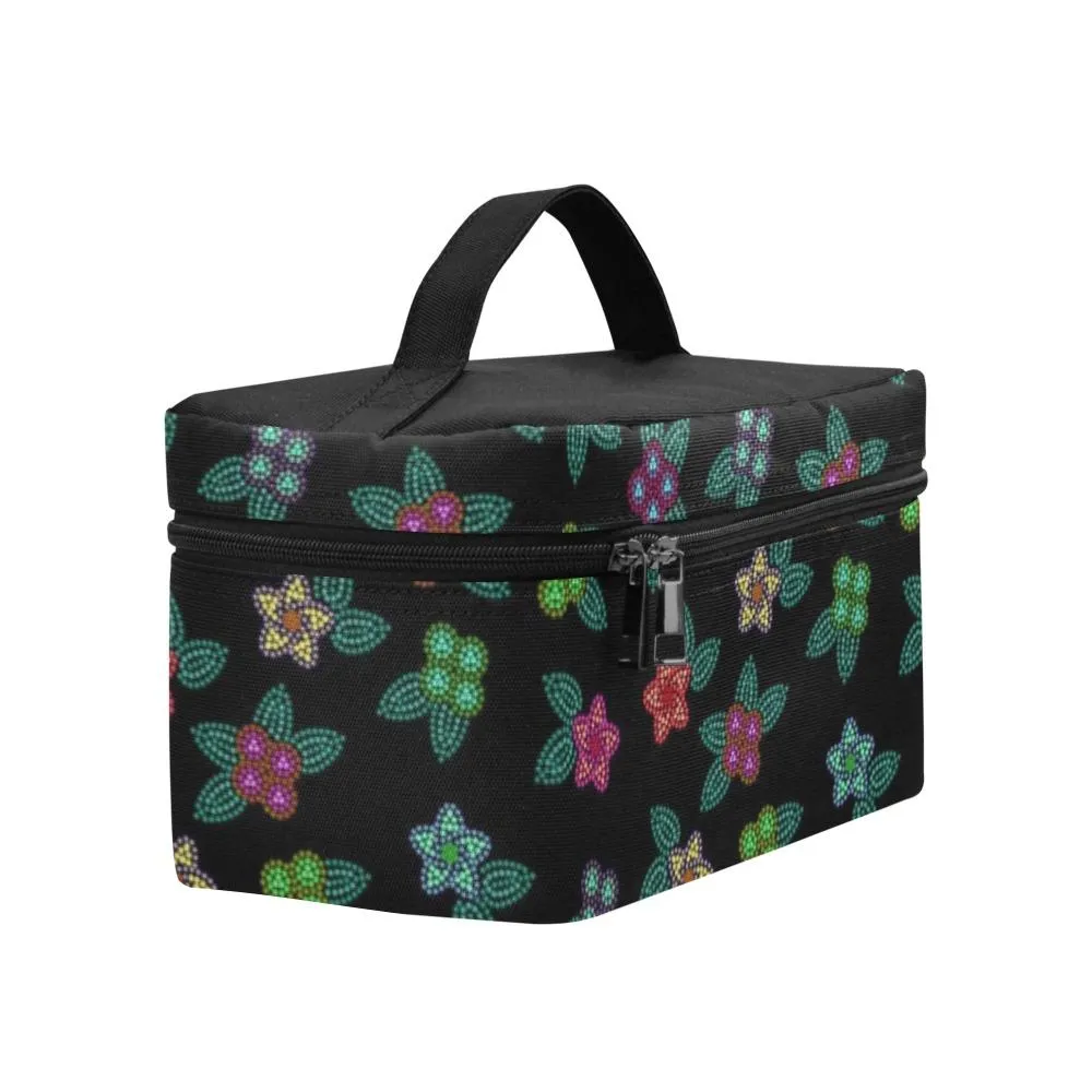 Berry Flowers Black Cosmetic Bag/Large