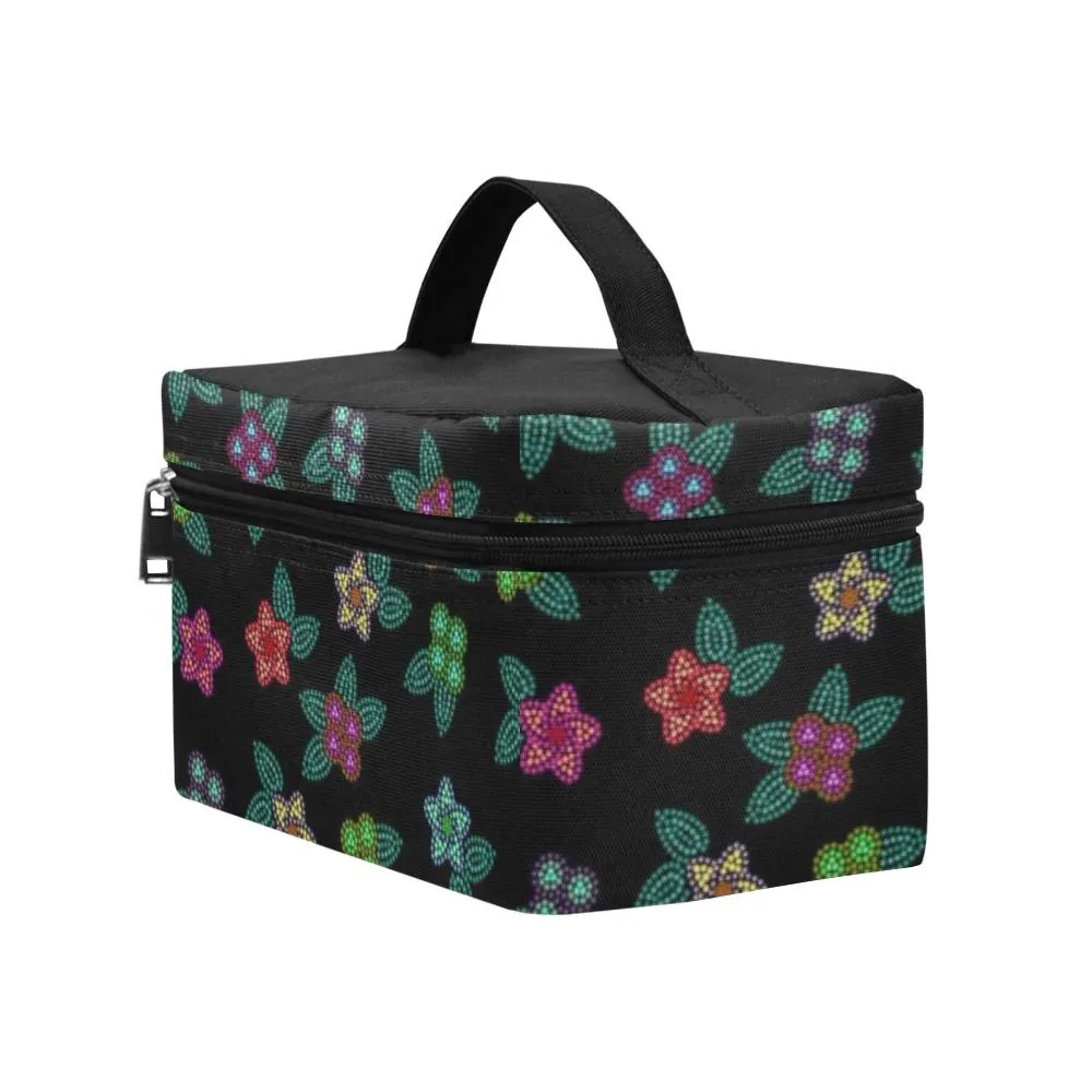 Berry Flowers Black Cosmetic Bag/Large