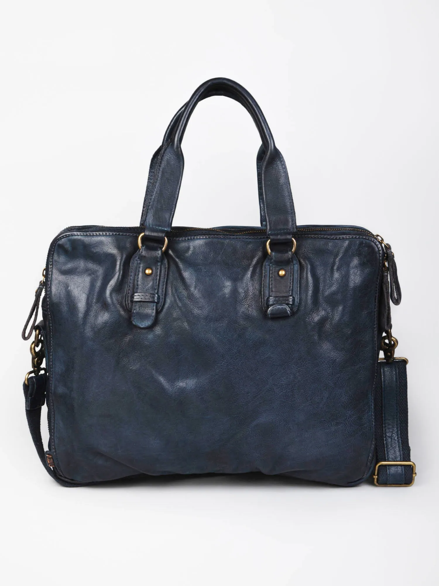 Black Leather Plain Design Laptop Bag