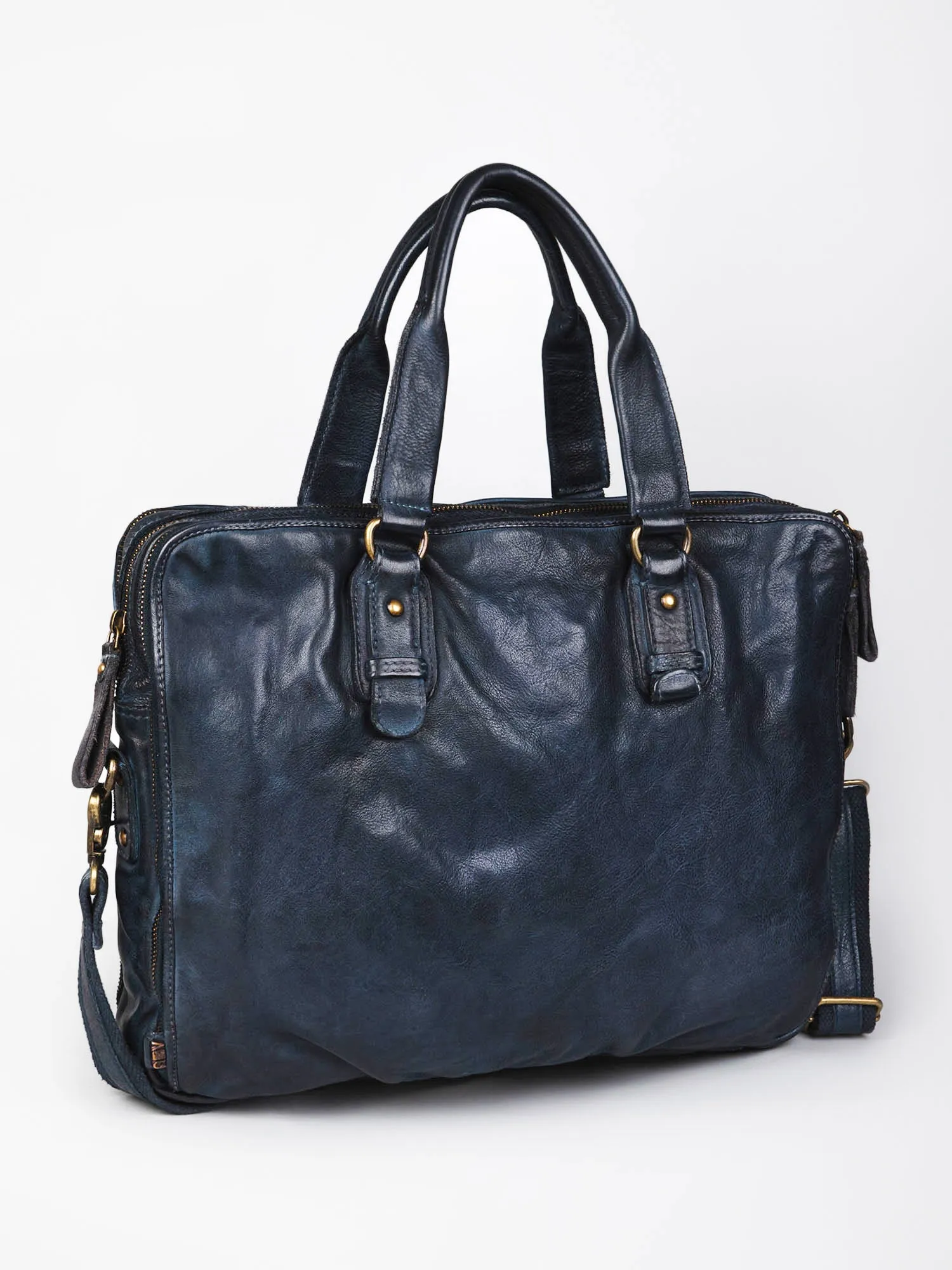 Black Leather Plain Design Laptop Bag