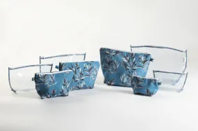 Blue coral leaves Printed Multi-utility Pouches | Set of 8