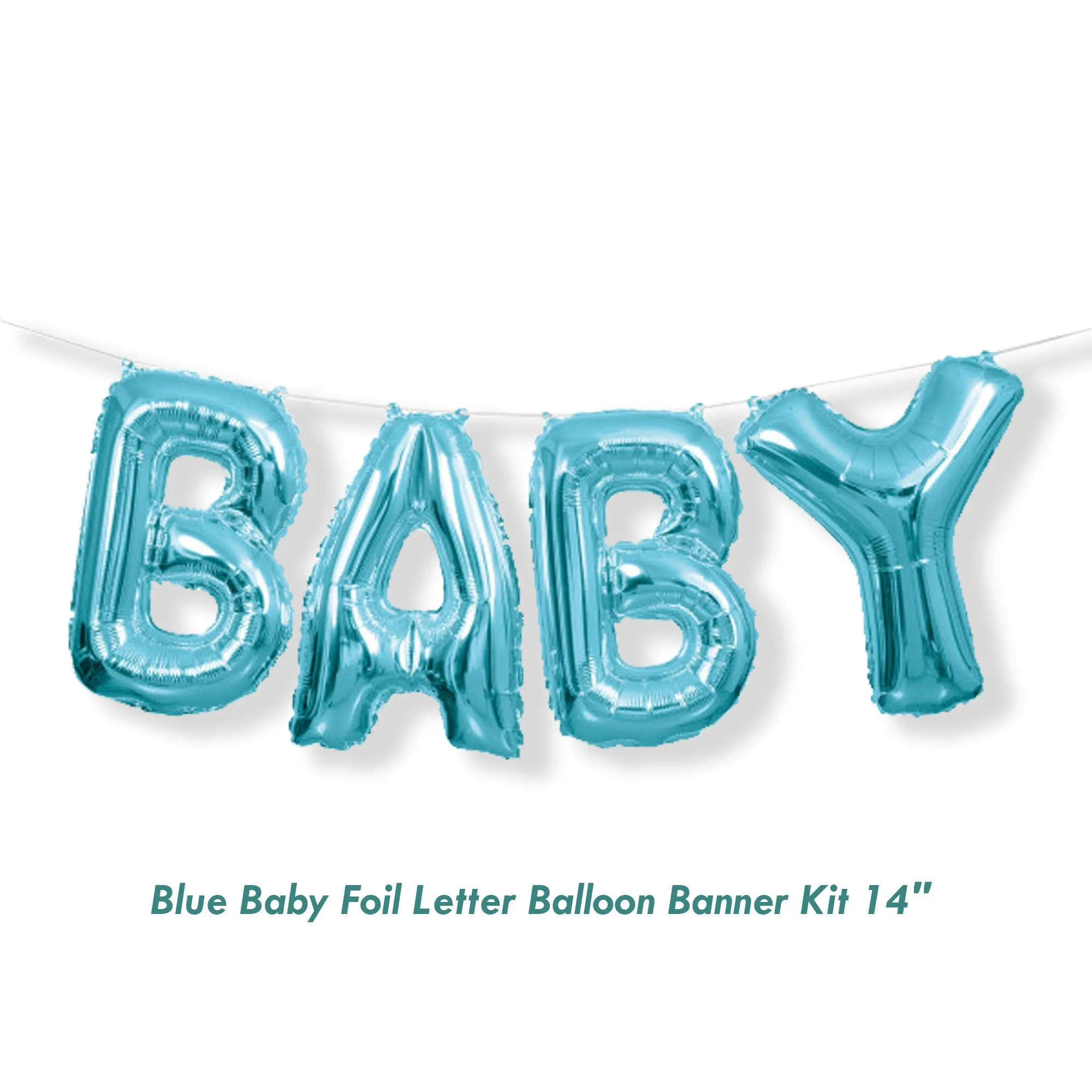 Blue "Baby" Foil Balloon Banner Kit for Baby Showers and Birth Announcements, 14" Letters