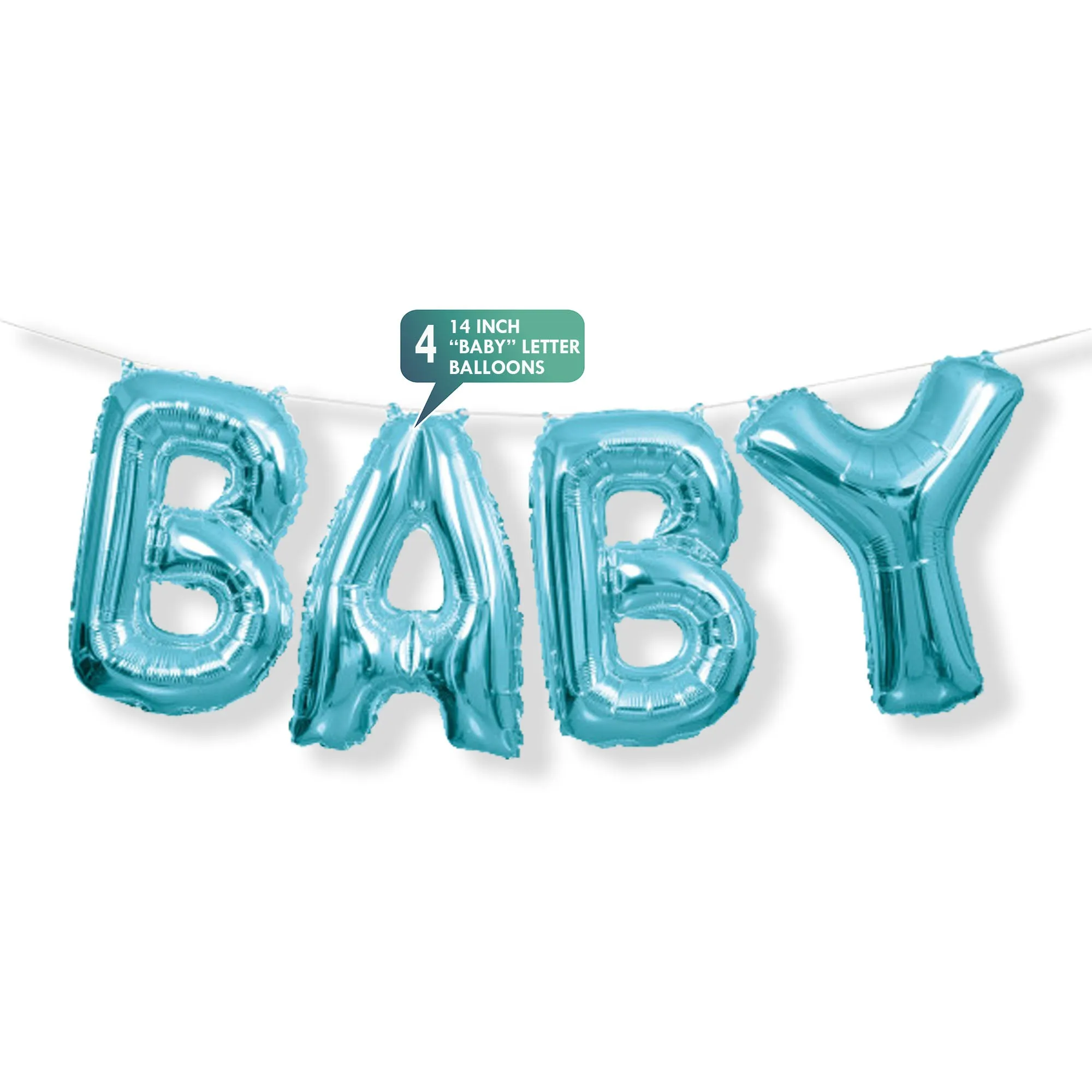 Blue "Baby" Foil Balloon Banner Kit for Baby Showers and Birth Announcements, 14" Letters