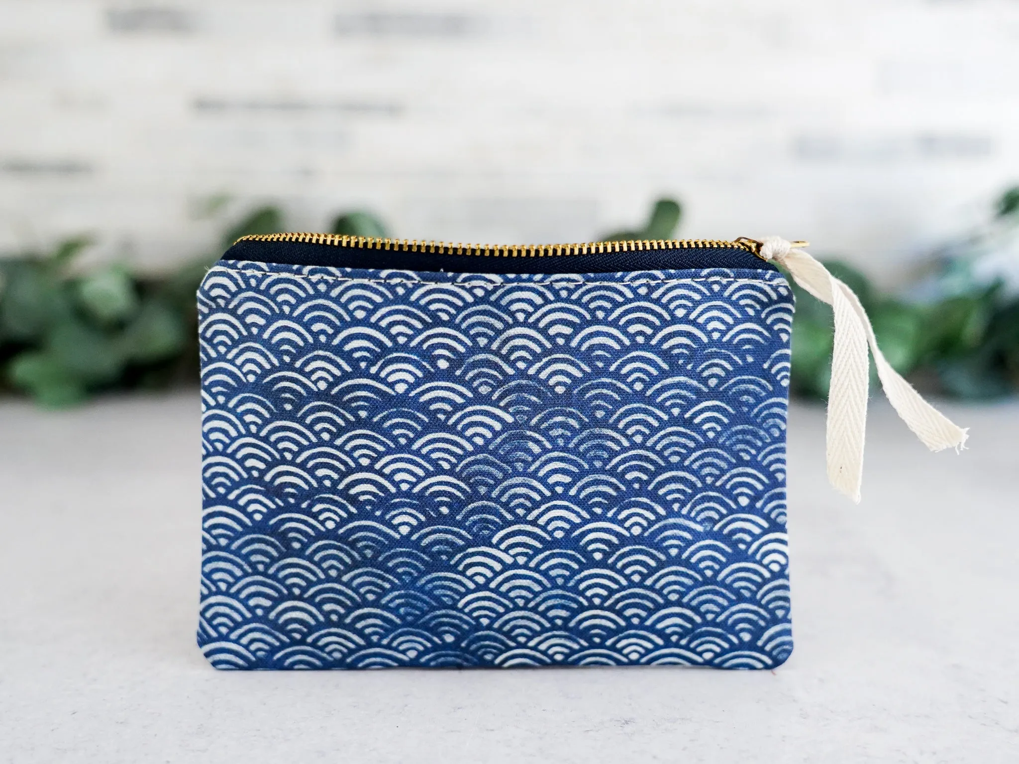 Blue Wave Canvas Cosmetic Zip Bag