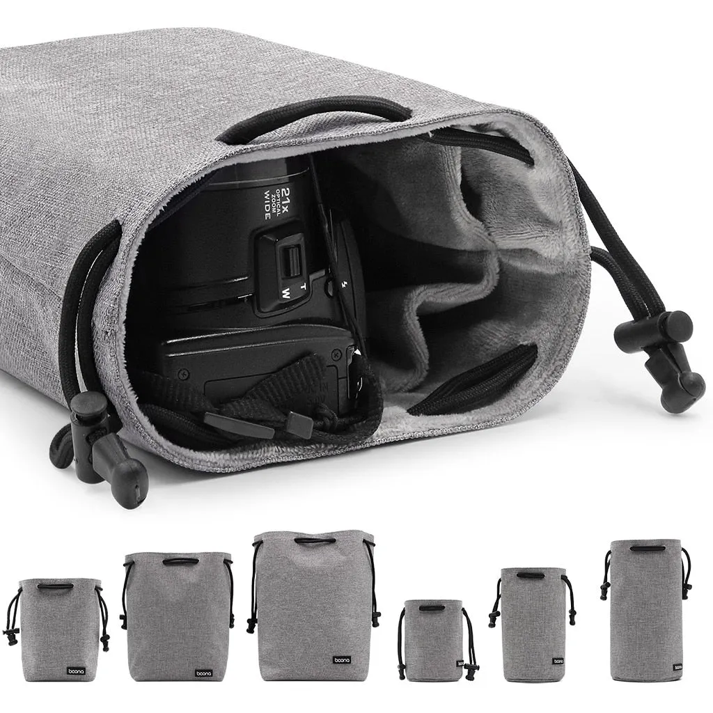 BOONA  Camera Bag Lens Bag Camera Pouch Lens Case  Drawstring Pouch for DSLR Nikon Canon Sony Pentax Waterproof Velvet Protect