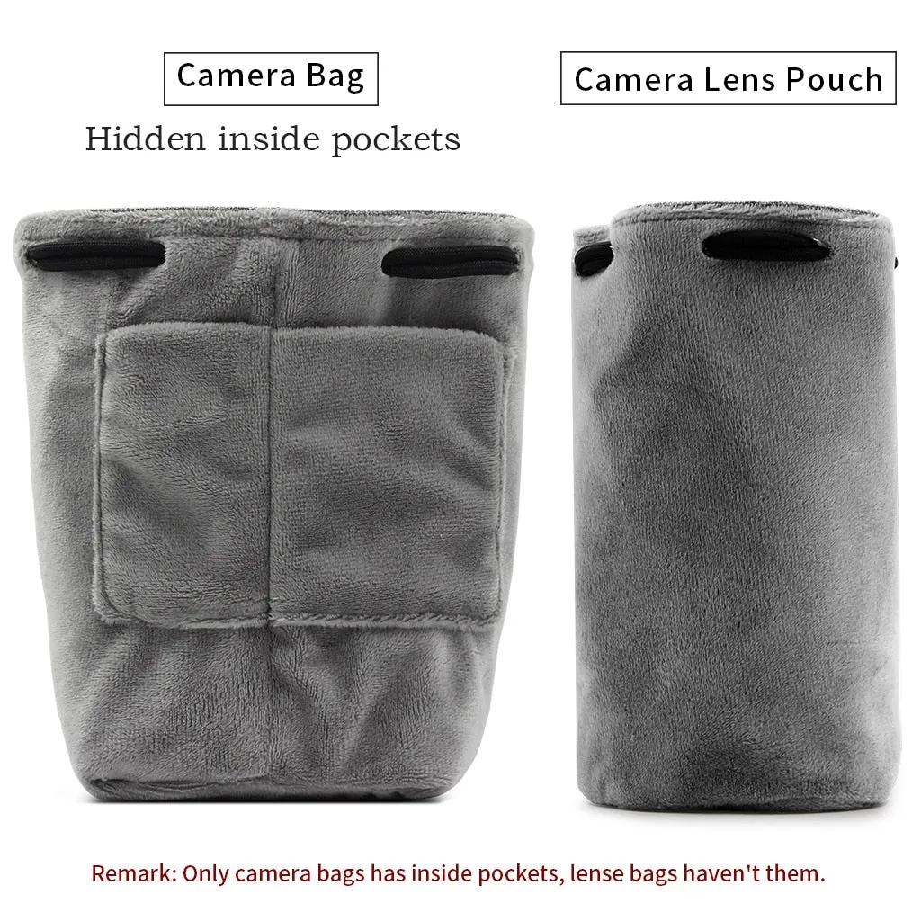 BOONA  Camera Bag Lens Bag Camera Pouch Lens Case  Drawstring Pouch for DSLR Nikon Canon Sony Pentax Waterproof Velvet Protect