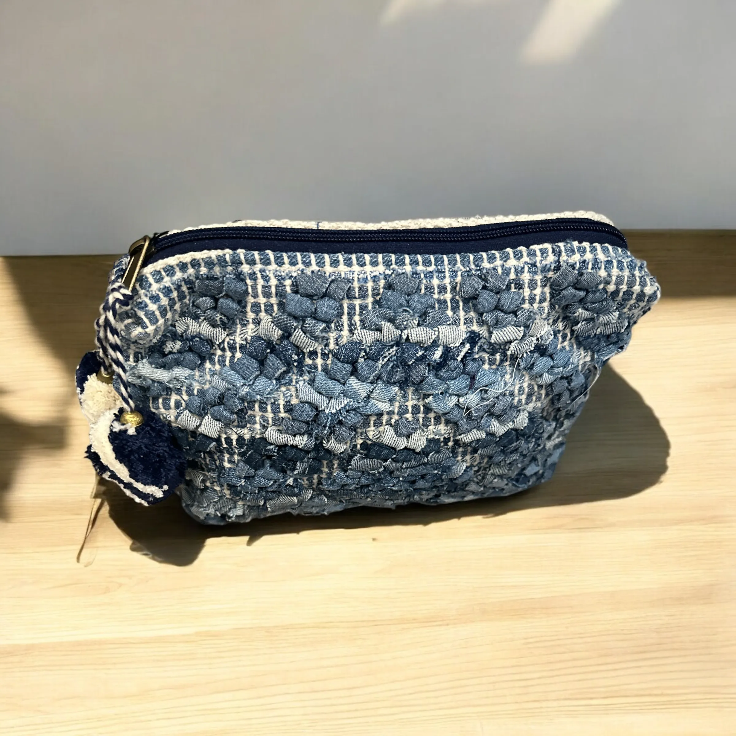 Braided Denim Make Up Bag