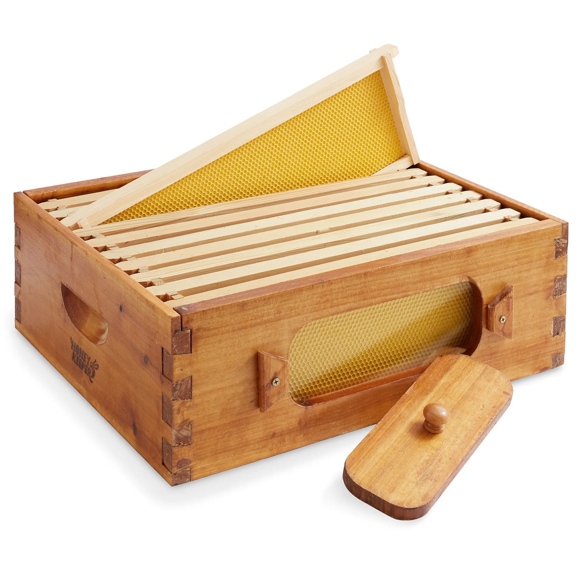 Brood Box with Window, 100% Beeswax Coated Beehive Kit