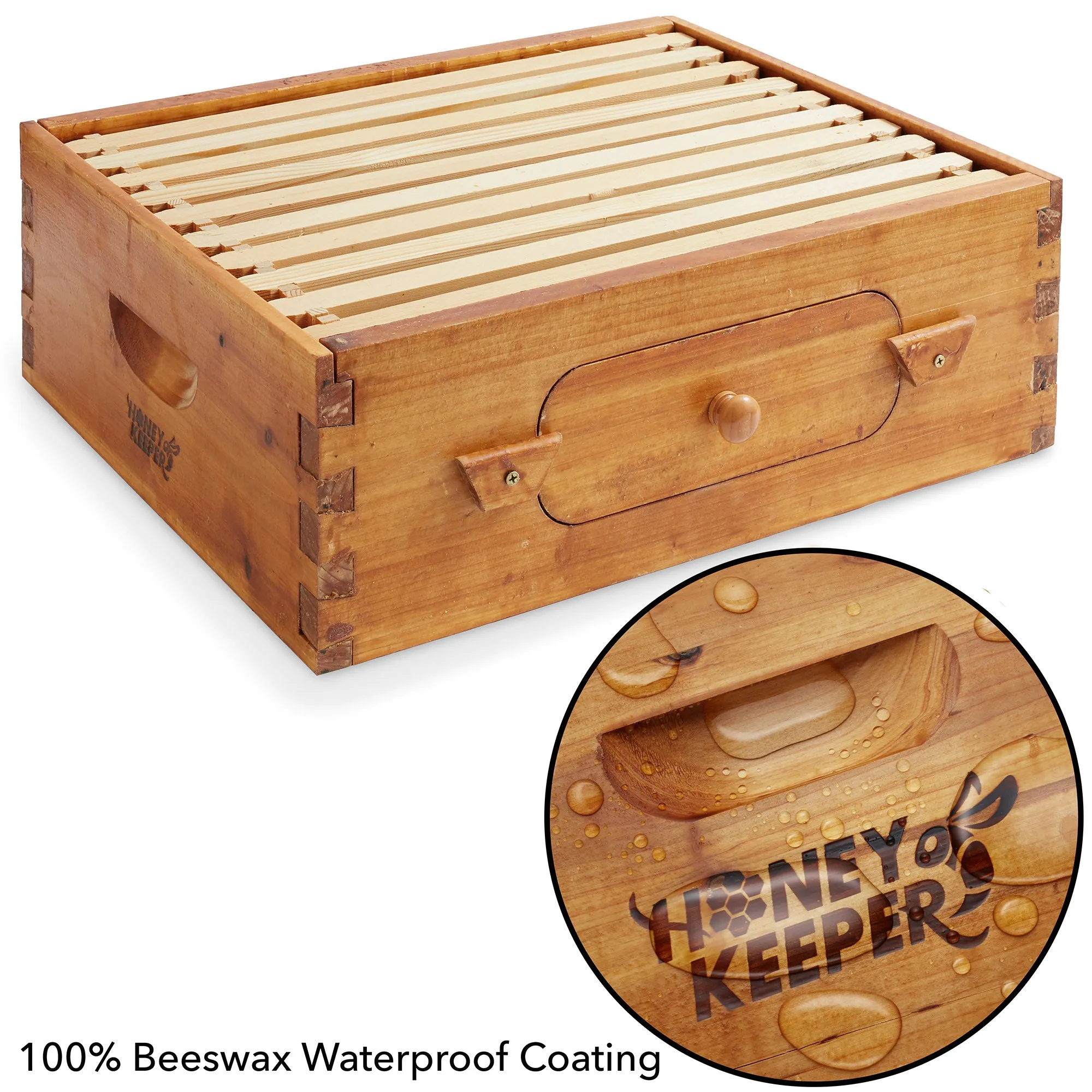 Brood Box with Window, 100% Beeswax Coated Beehive Kit