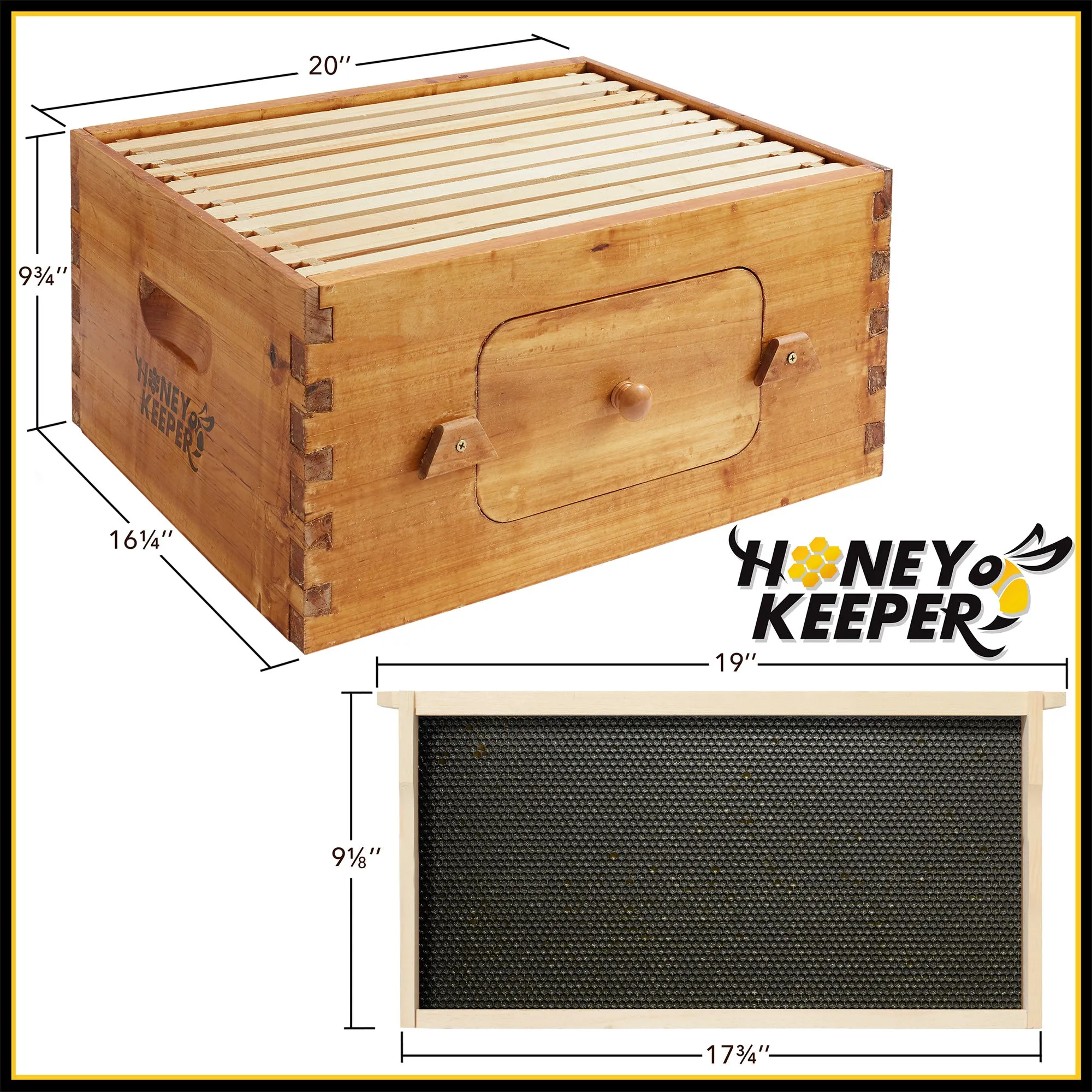 Brood Box with Window, 100% Beeswax Coated Beehive Kit