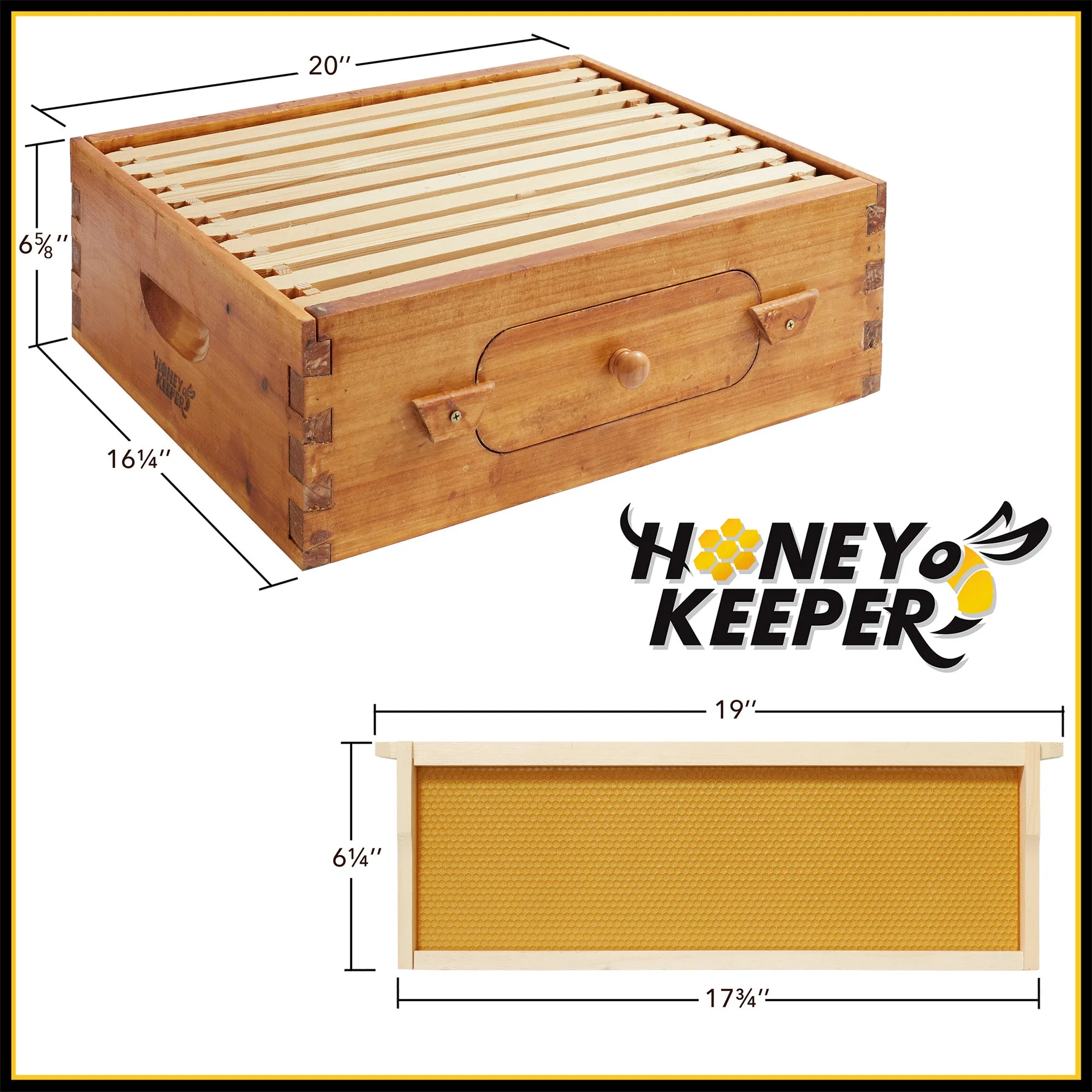 Brood Box with Window, 100% Beeswax Coated Beehive Kit