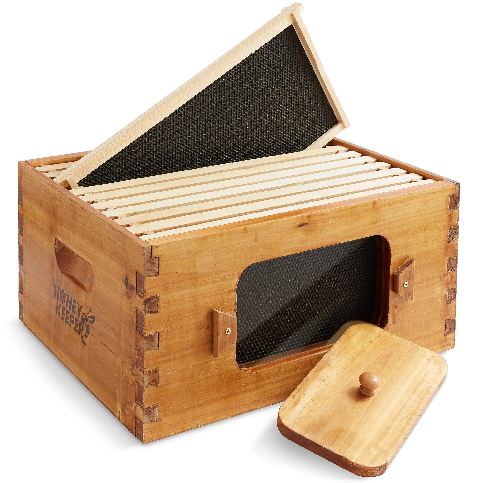 Brood Box with Window, 100% Beeswax Coated Beehive Kit