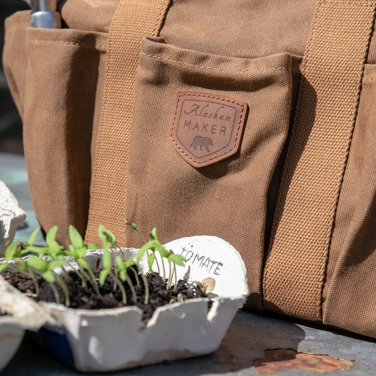 Brown Waxed Canvas Gardening Bag