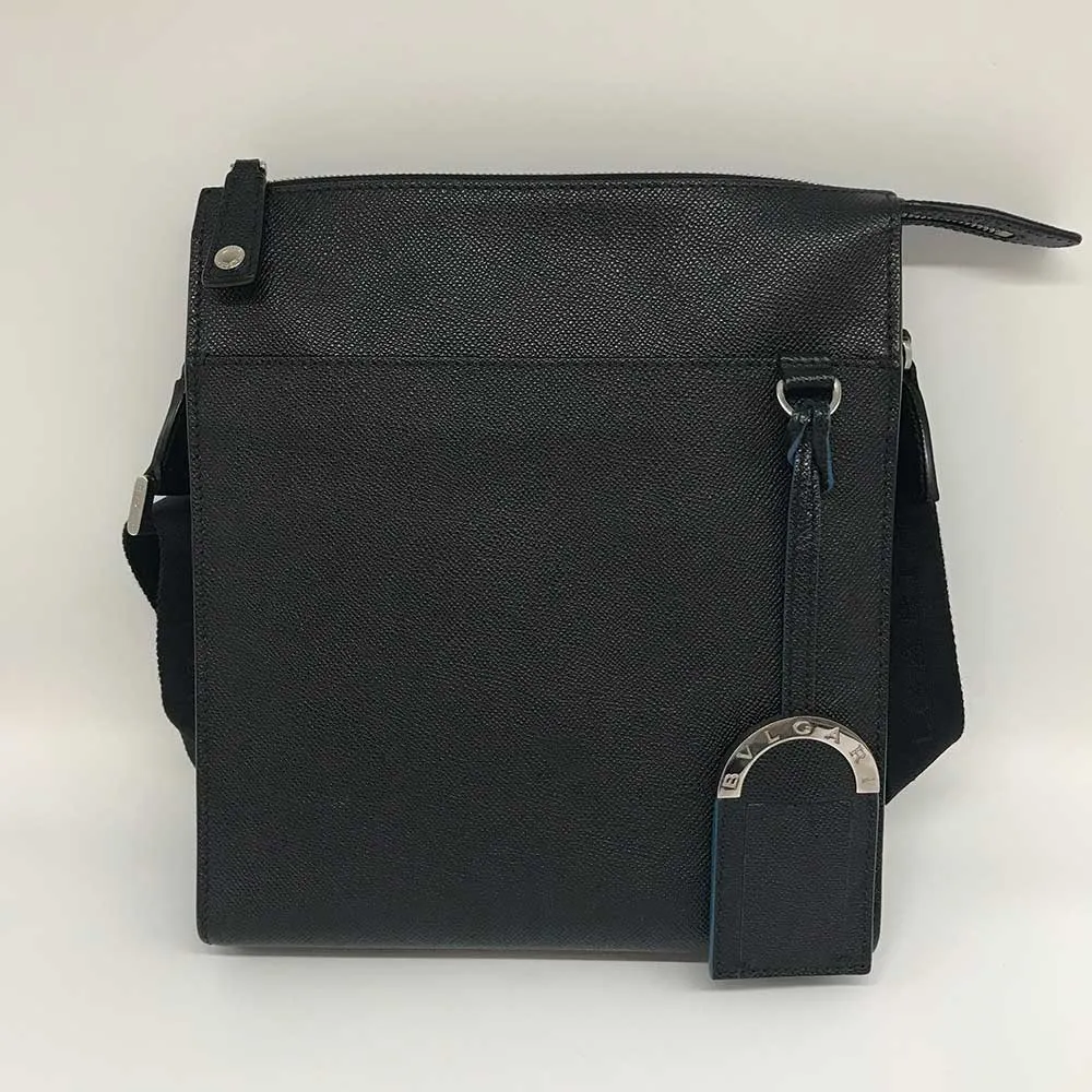 Bvlgari Leather Messenger Bag Black