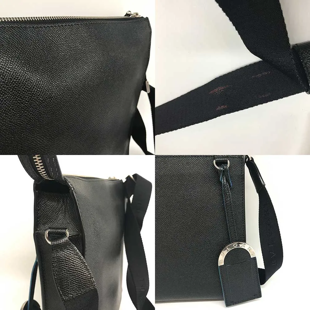 Bvlgari Leather Messenger Bag Black