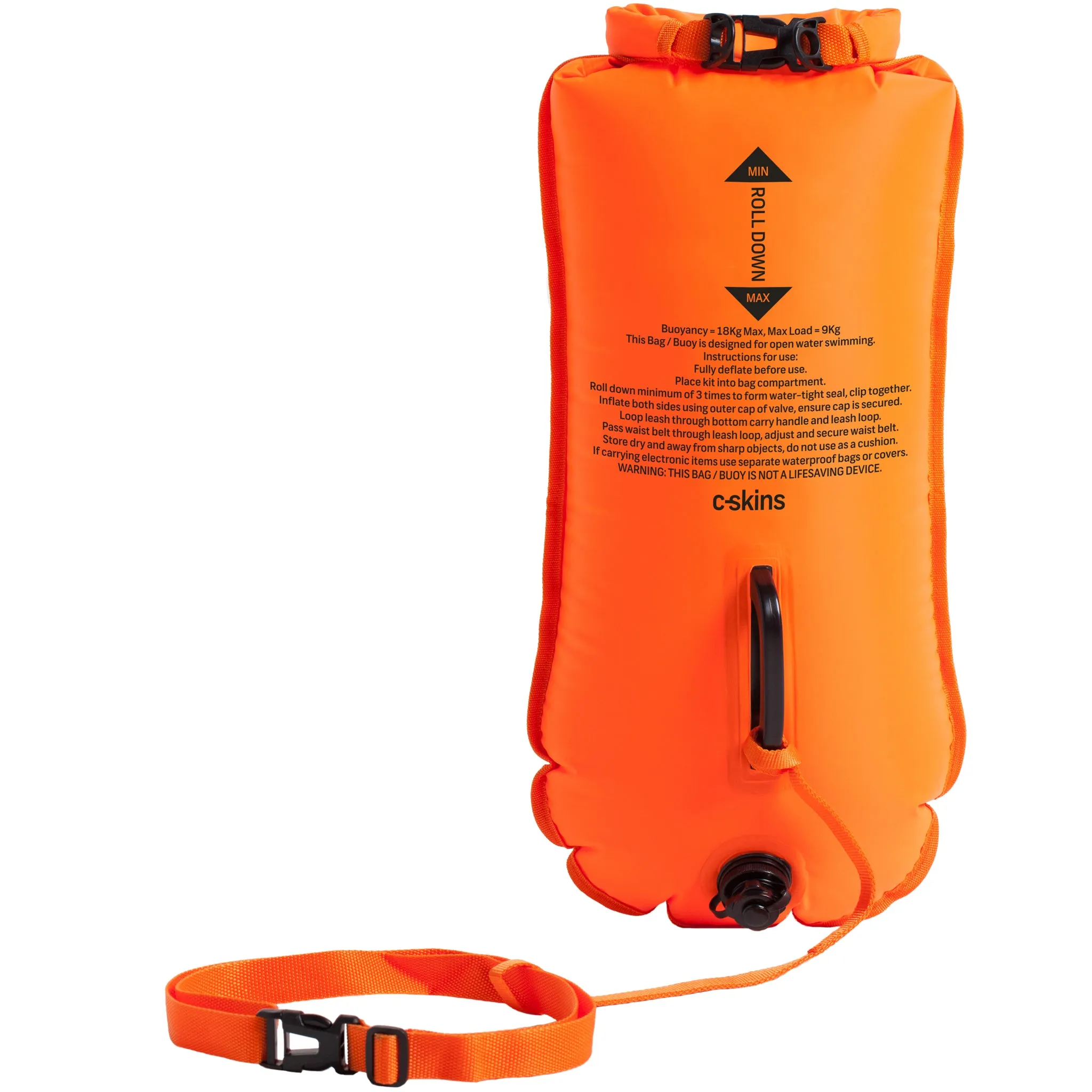 C-Skins Swim Research Swim Safety Buoy 28L Dry Bag Orange