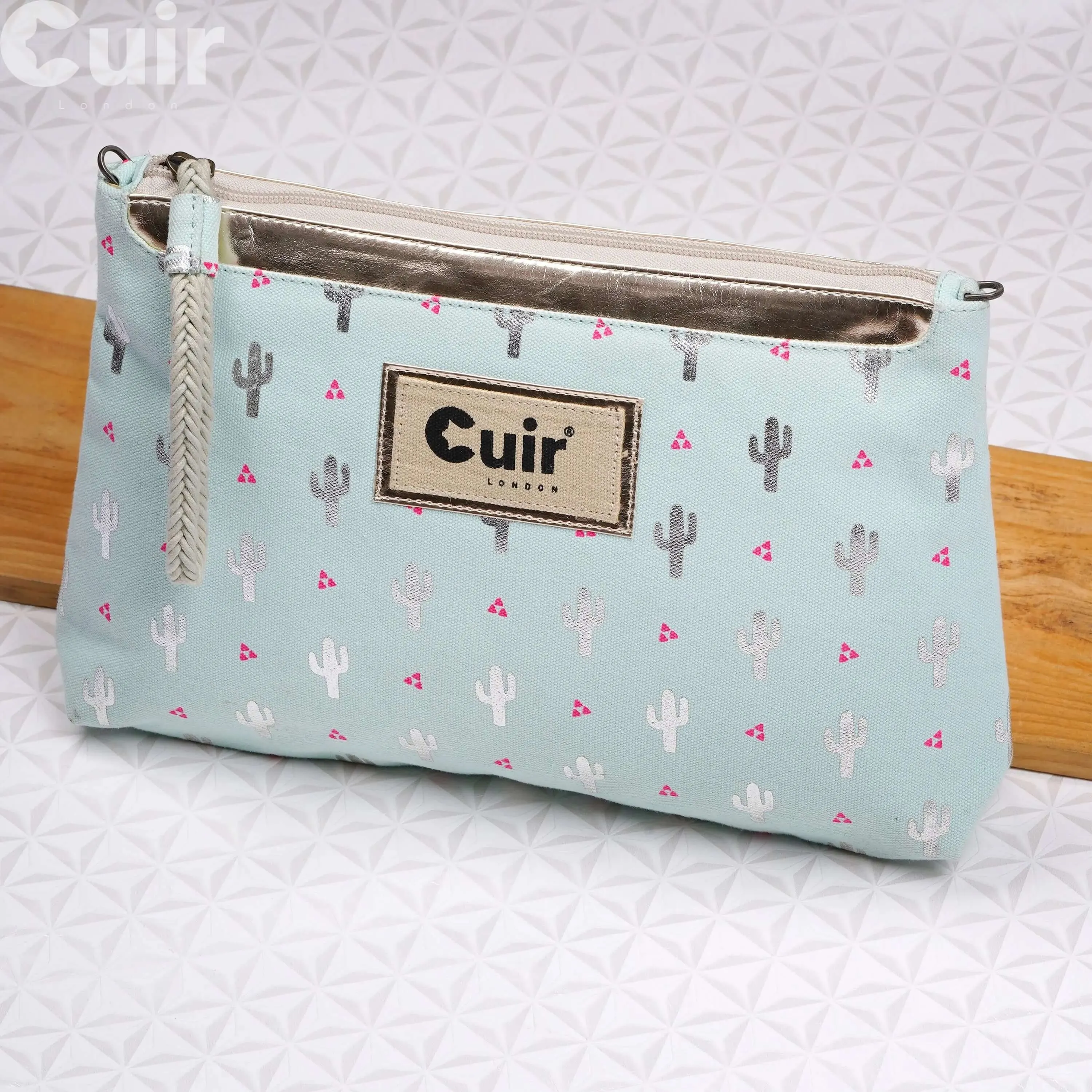 Cactus Printed Clutch Bag: 12.5 L x 2 W x 8 H Inches