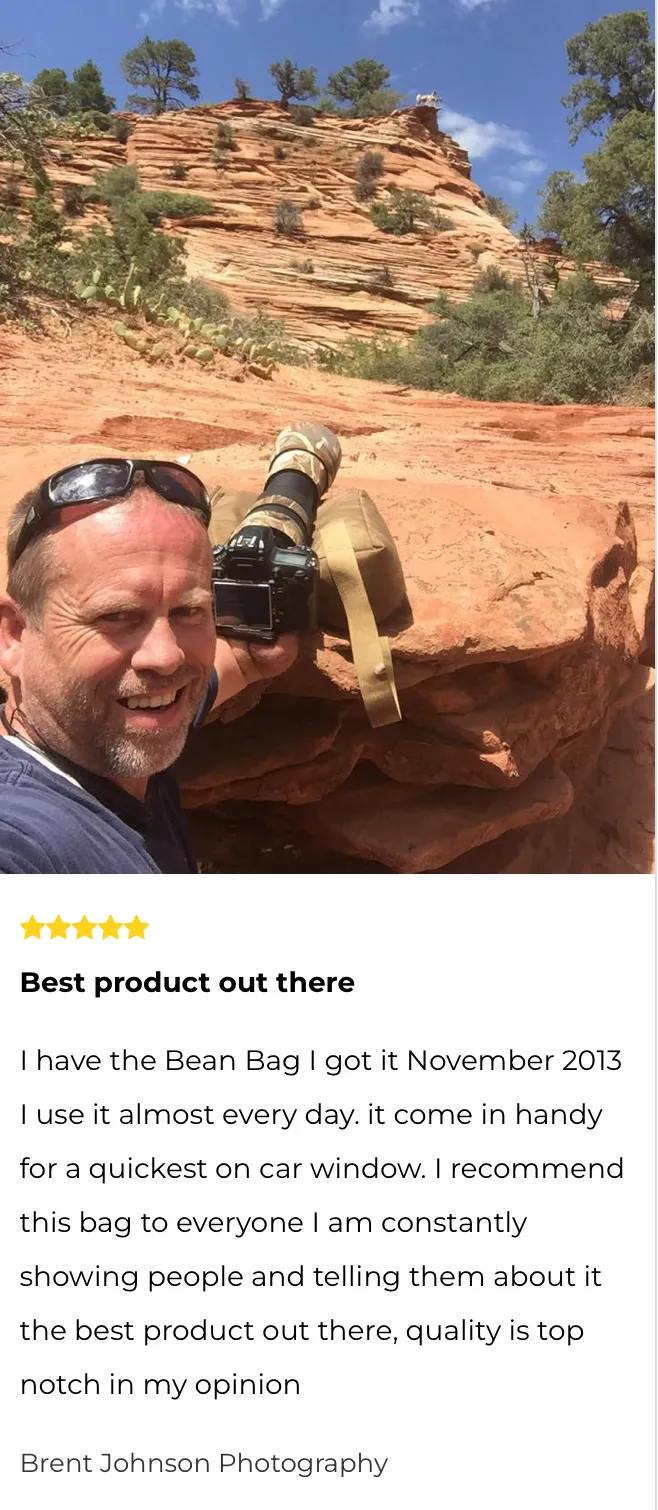 Camera Bean Bag Lens Support System