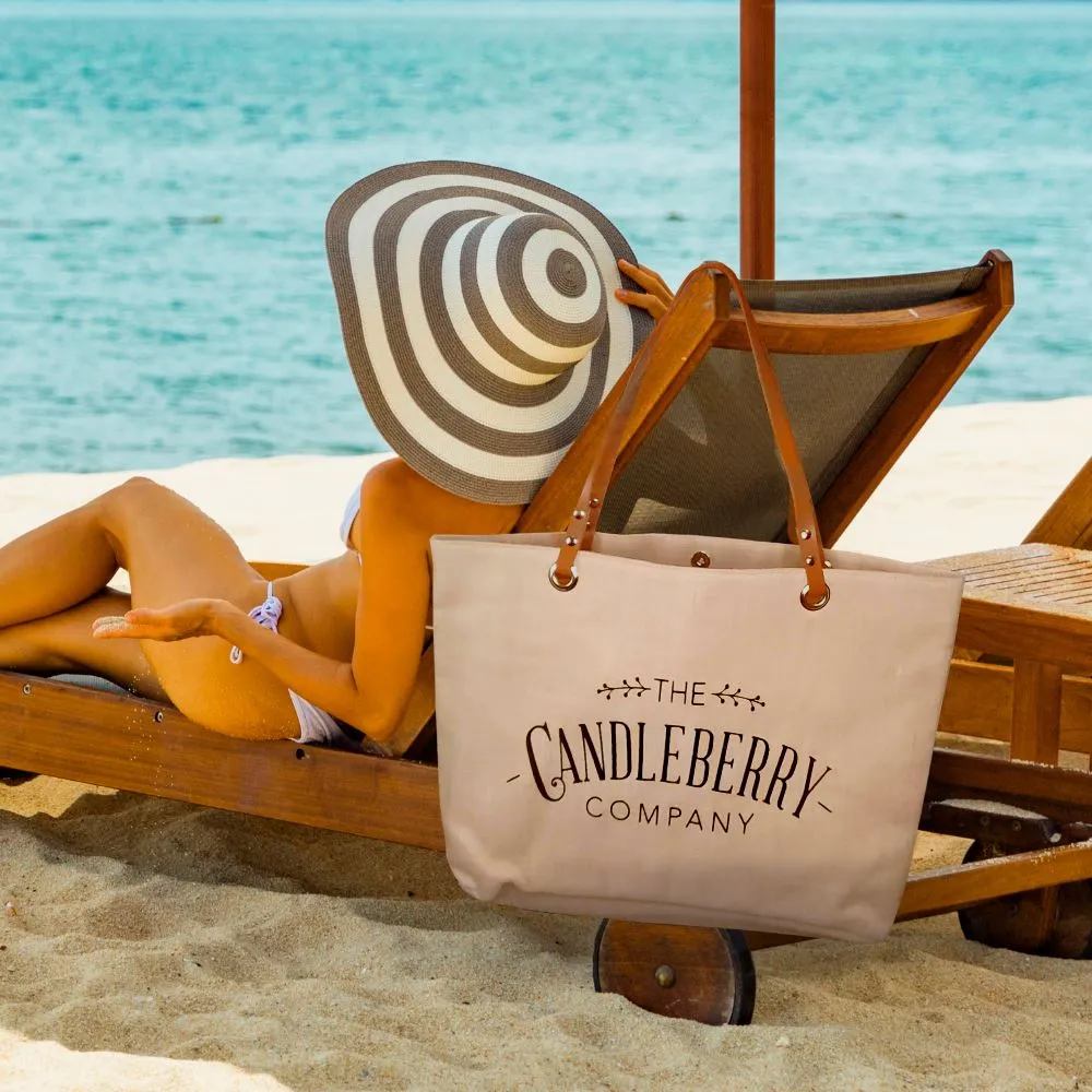 Candleberry Canvas & Leather Tote Bag