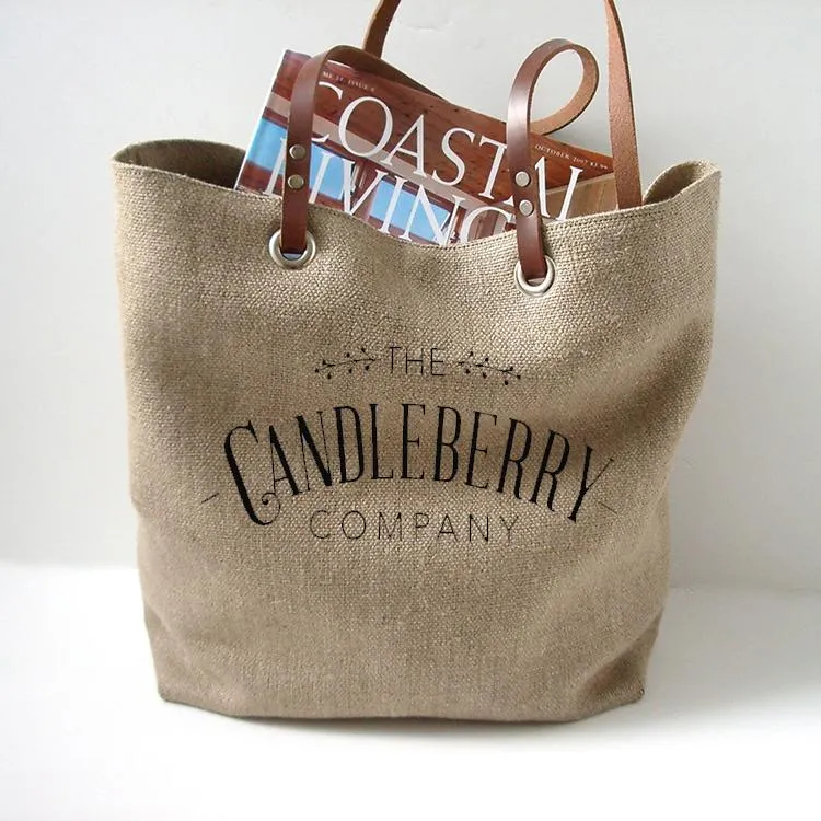 Candleberry Canvas & Leather Tote Bag