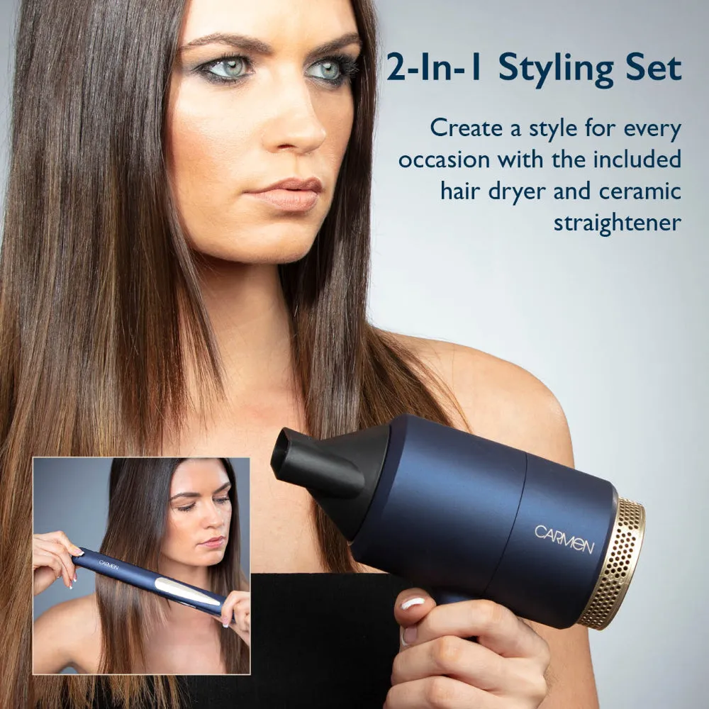 Carmen Gift Set Hair Dryer & Straightener  - Midnight Blue