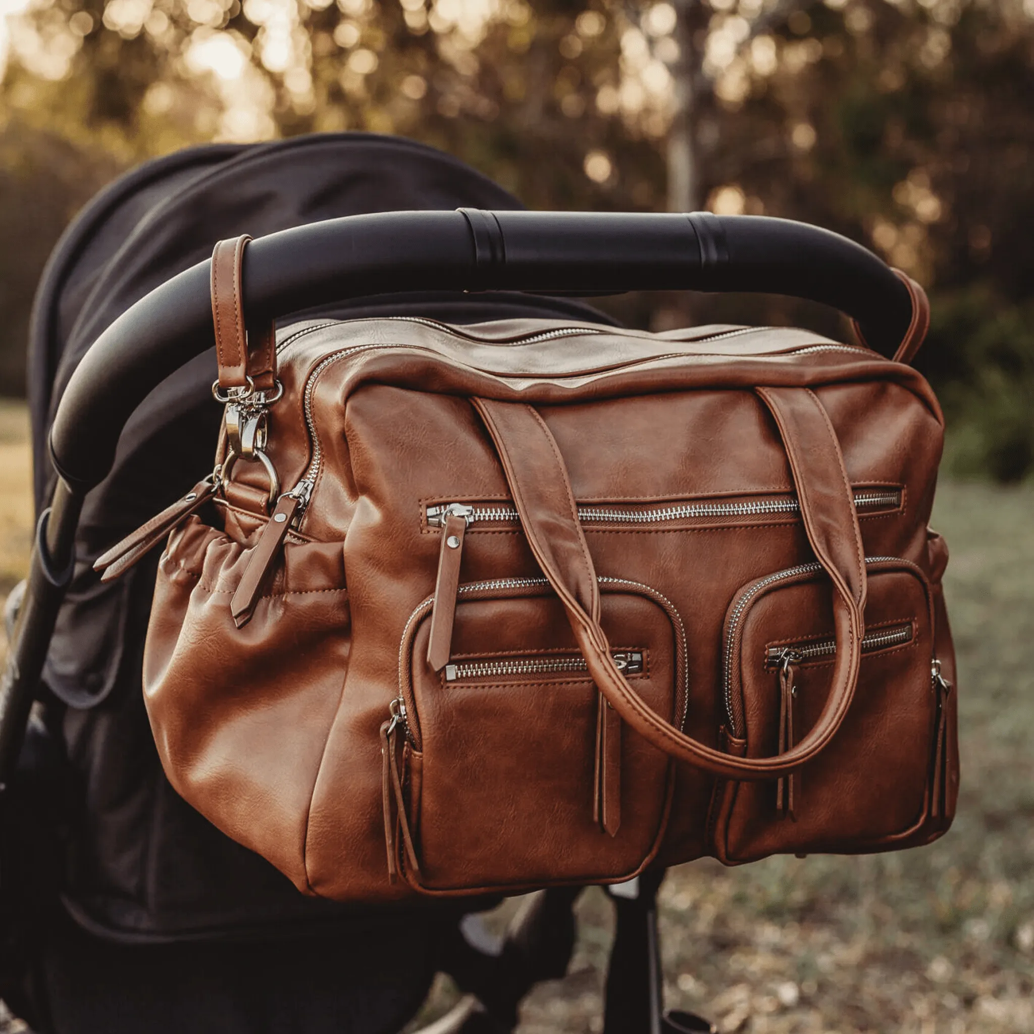 Carry All Nappy Bag - Tan Vegan Leather