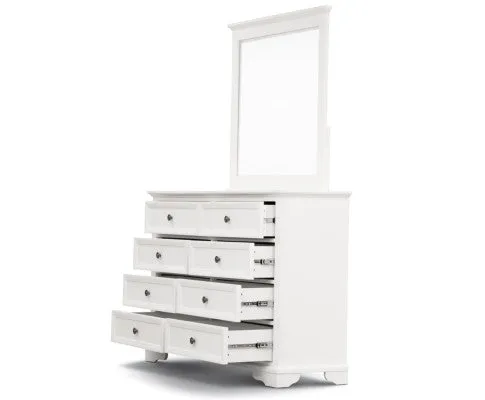 Celosia Dresser Mirror 8 Chest of Drawers Bedroom Timber Storage Cabinet - White