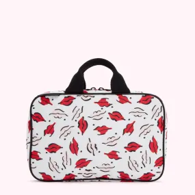 CHALK HANDPAINTED LIP PRINT TRAVEL TOILETRIES BAG