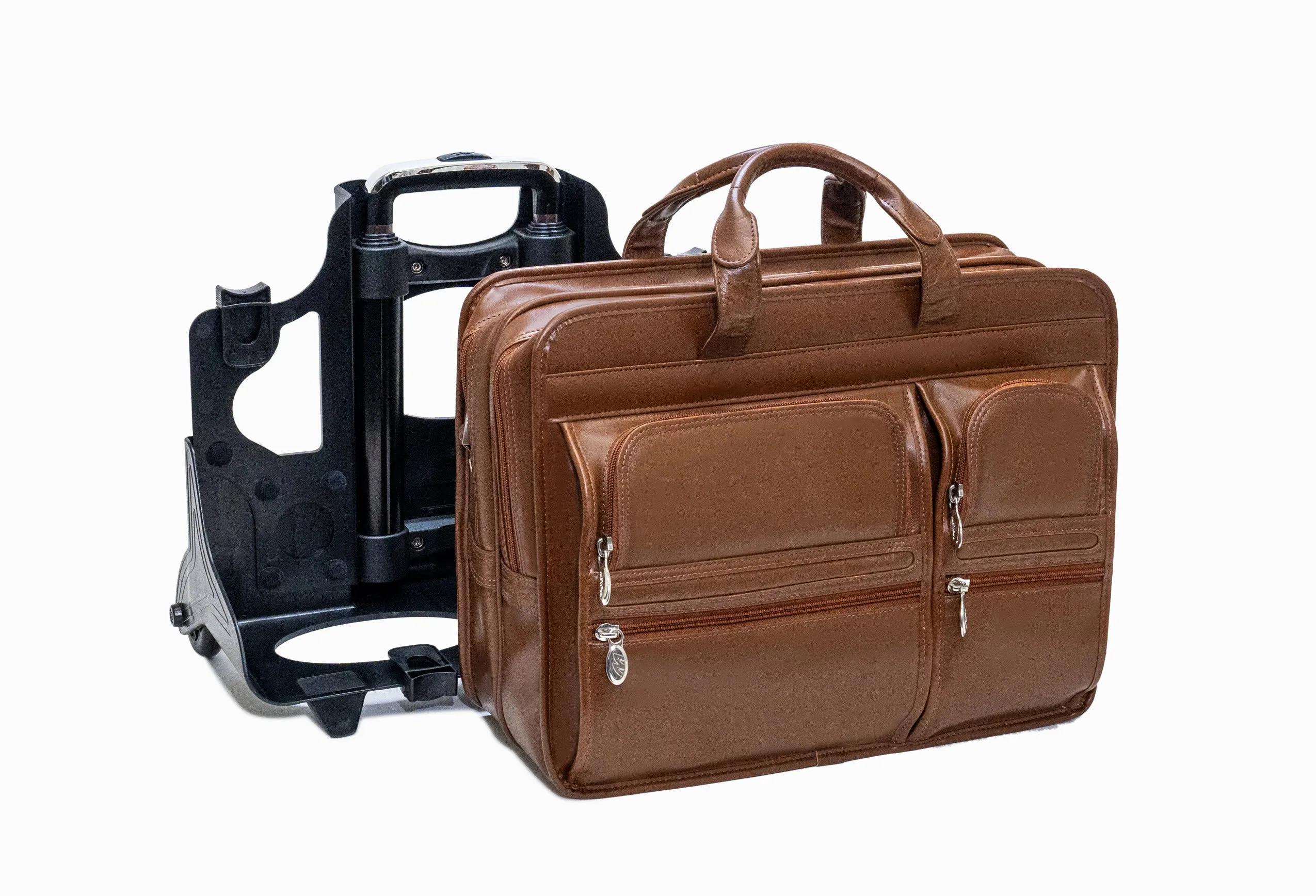 CLINTON | 17” Leather Detachable-Wheeled Laptop Case