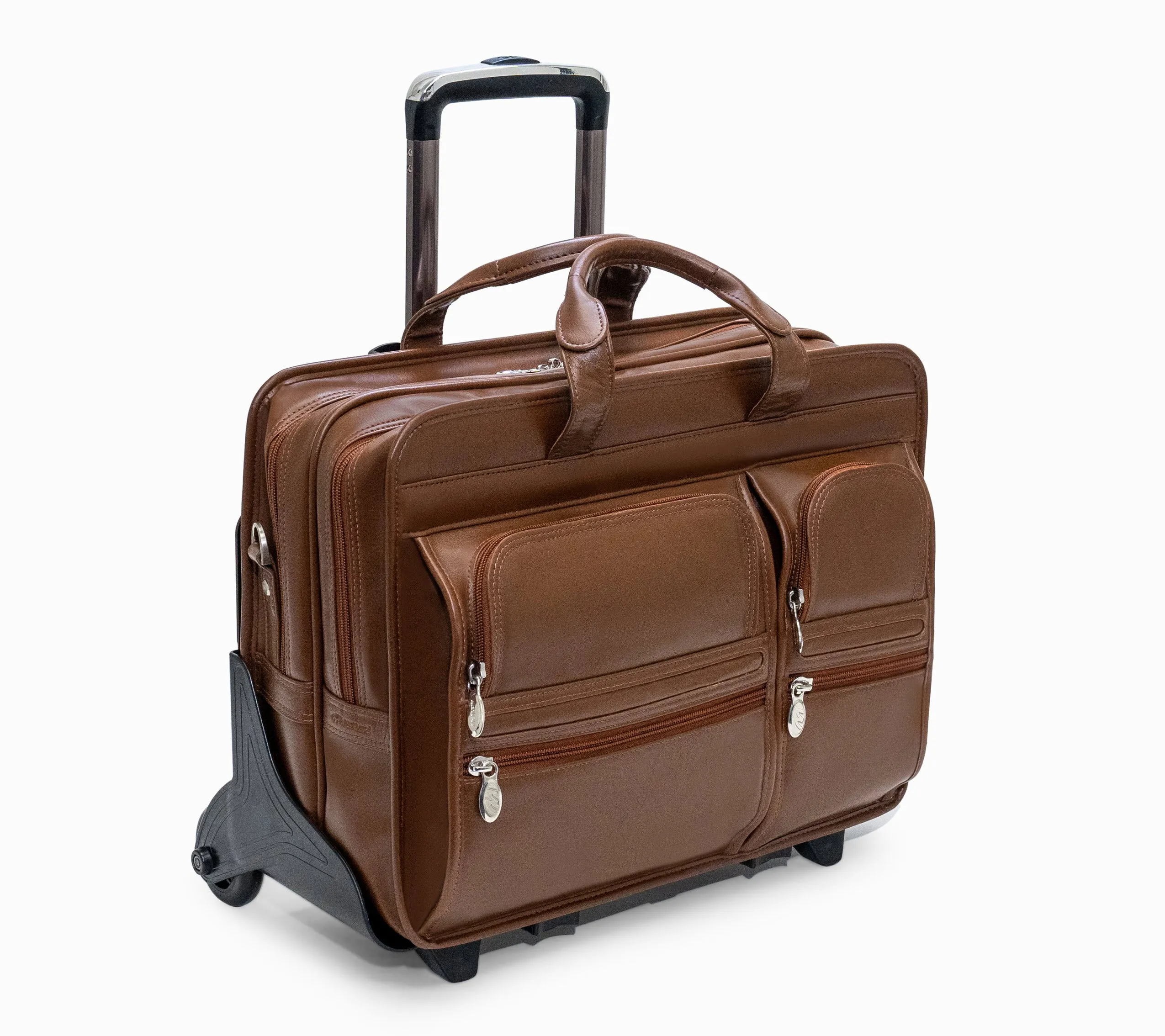 CLINTON | 17” Leather Detachable-Wheeled Laptop Case