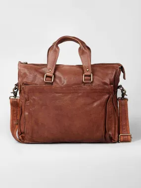 Cognac Leather Laptop Bag By Art N Vintage