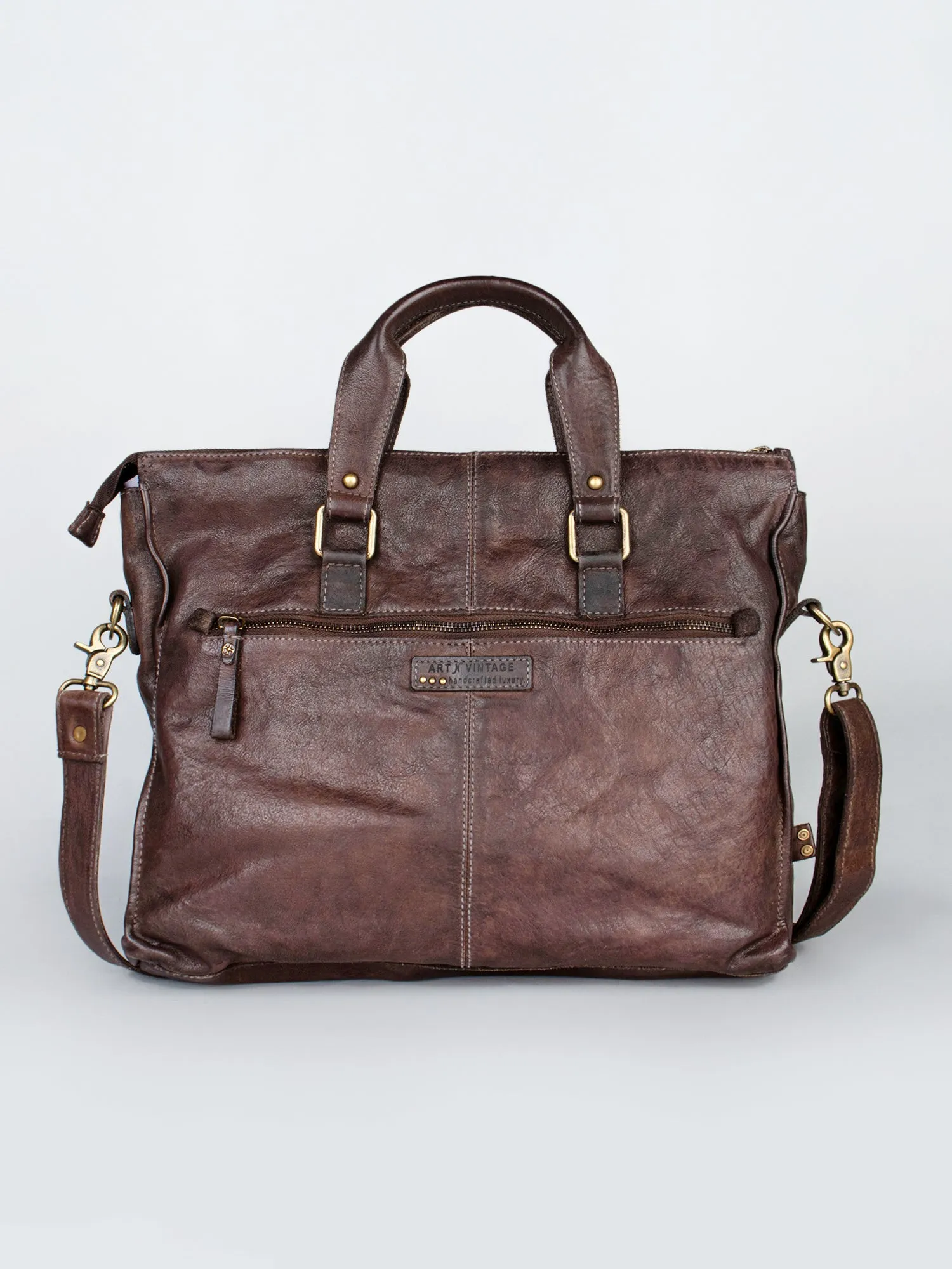 Cognac Leather Laptop Bag By Art N Vintage