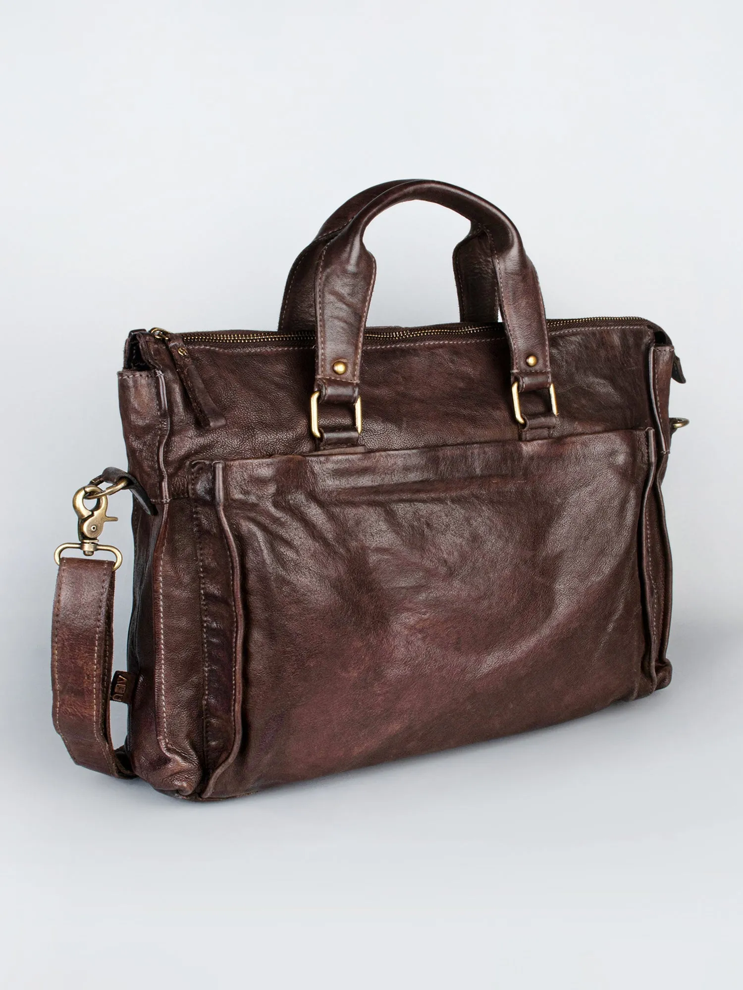 Cognac Leather Laptop Bag By Art N Vintage