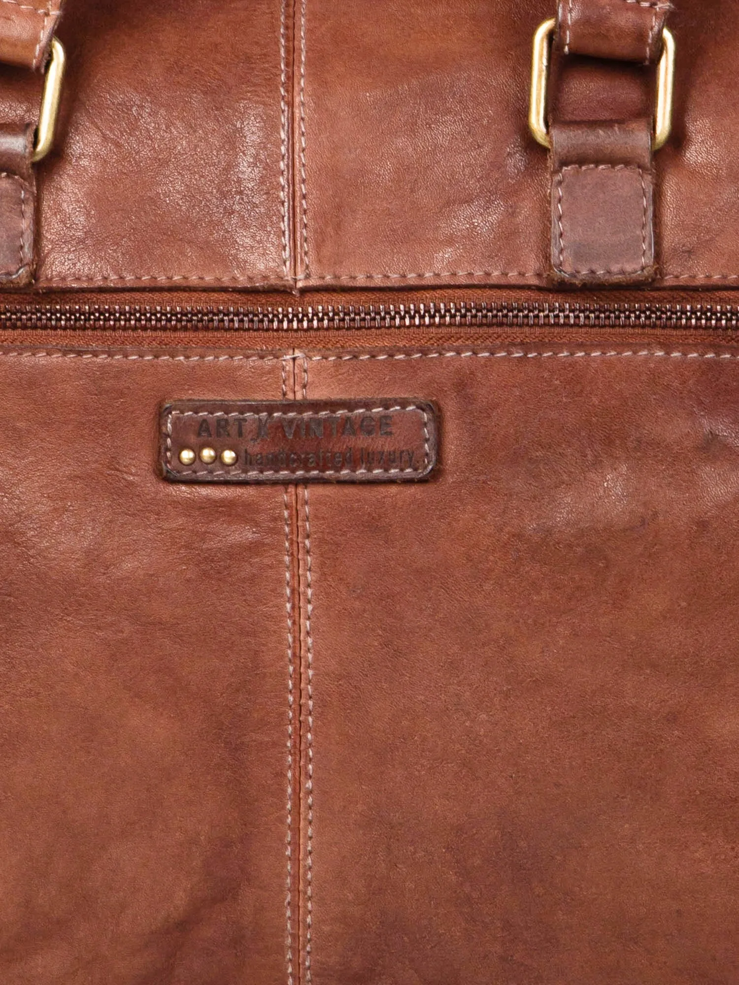 Cognac Leather Laptop Bag By Art N Vintage