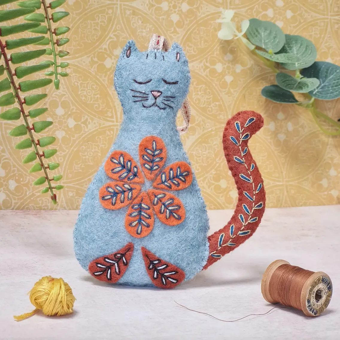 Corrine Lapierre ~ Folk Embroidered Cat Felt Craft Kit