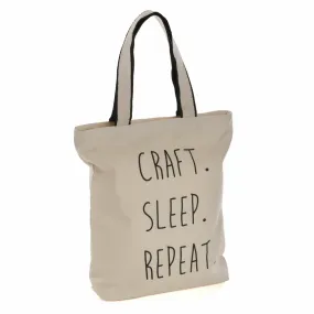 Craft Tote Bag: Craft Sleep Repeat. Cream cotton.