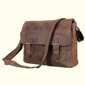 Crazy Horse Buffalo Leather Messenger Bag