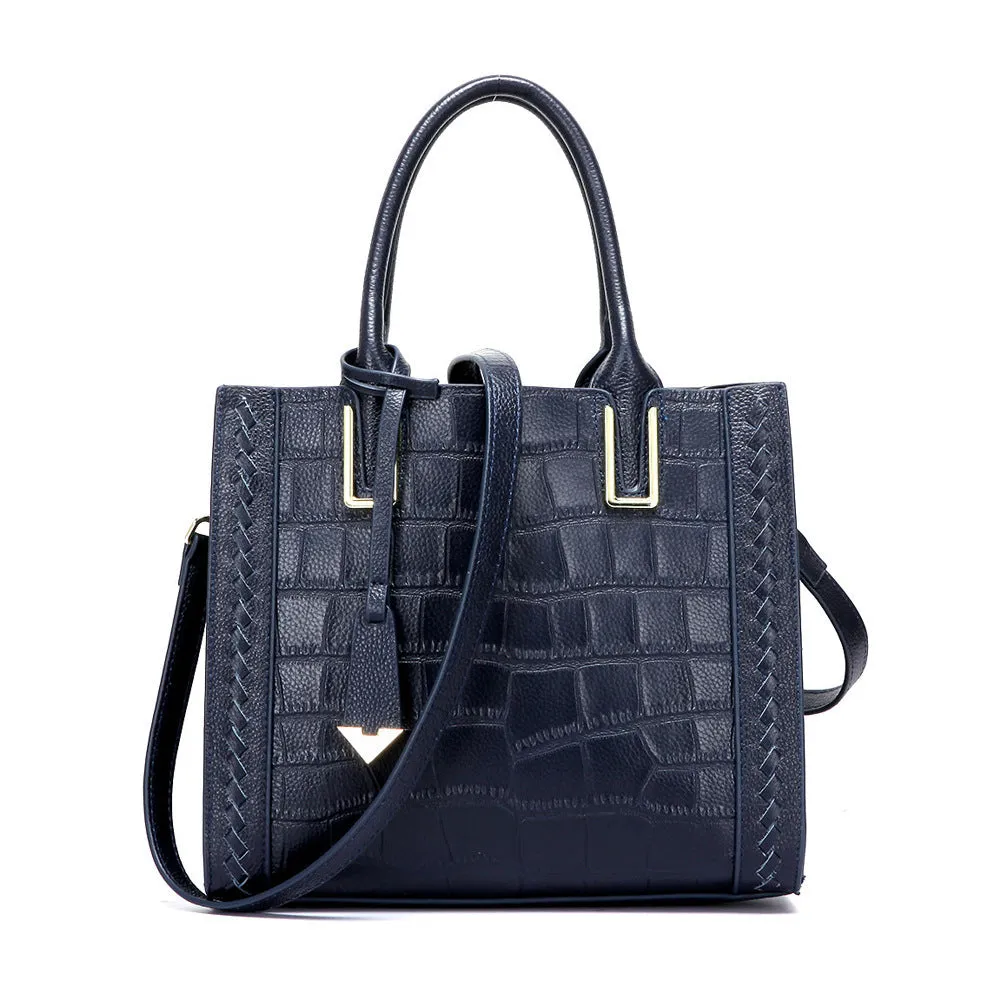 Crocodile Pattern Leather Tote Bag